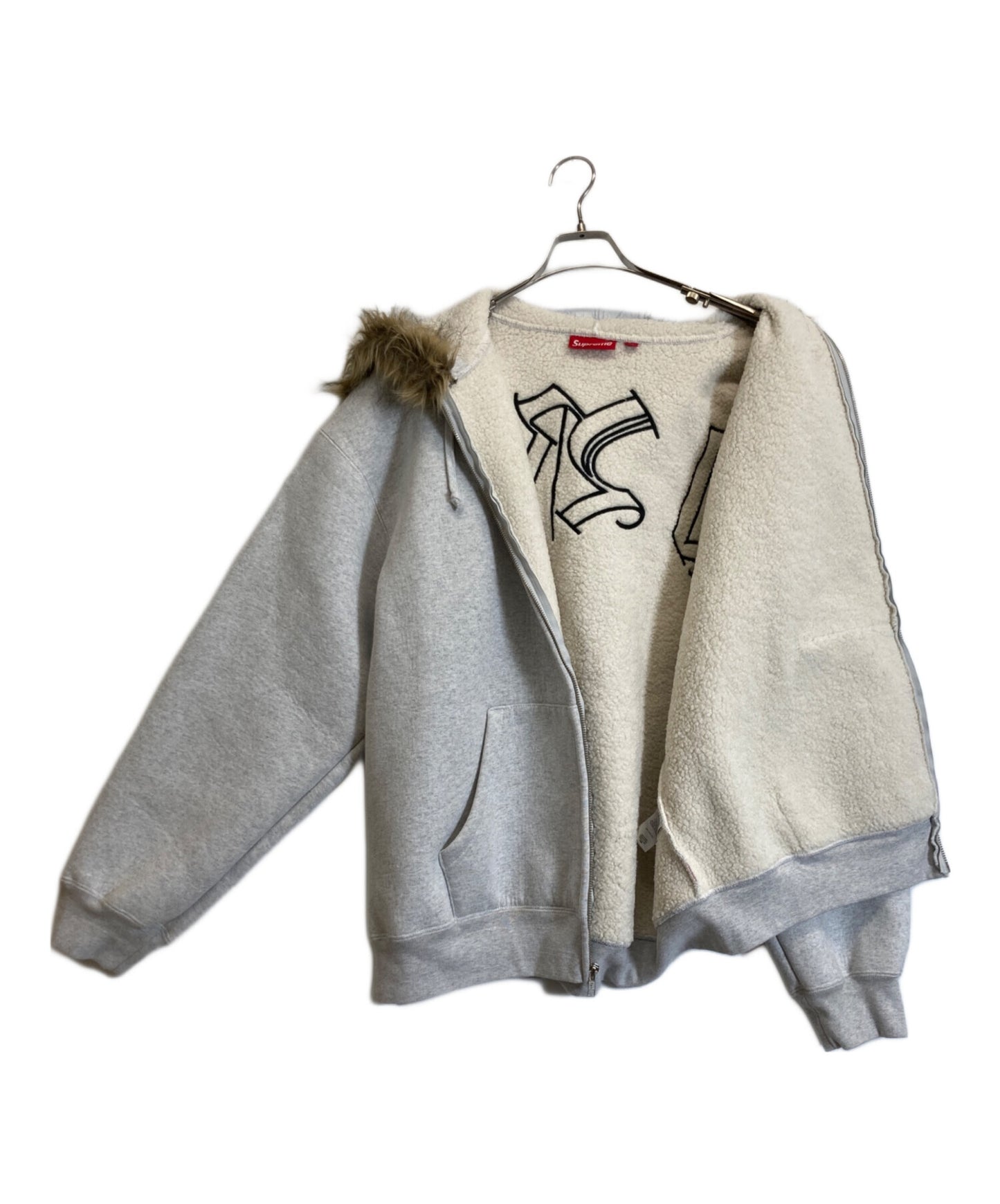 [Pre-owned] SUPREME faux fur zip up hooded sweatshirt