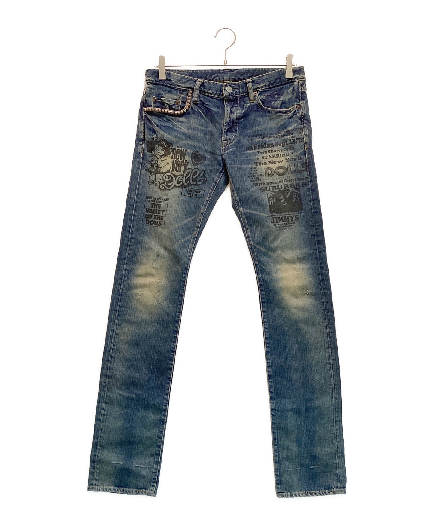 [Pre-owned] Hysteric Glamour New York Dolls Denim Pants Straight Stretch Studded 4AP-3013