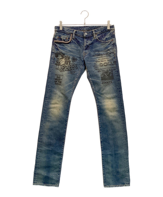 [Pre-owned] Hysteric Glamour New York Dolls Denim Pants Straight Stretch Studded 4AP-3013