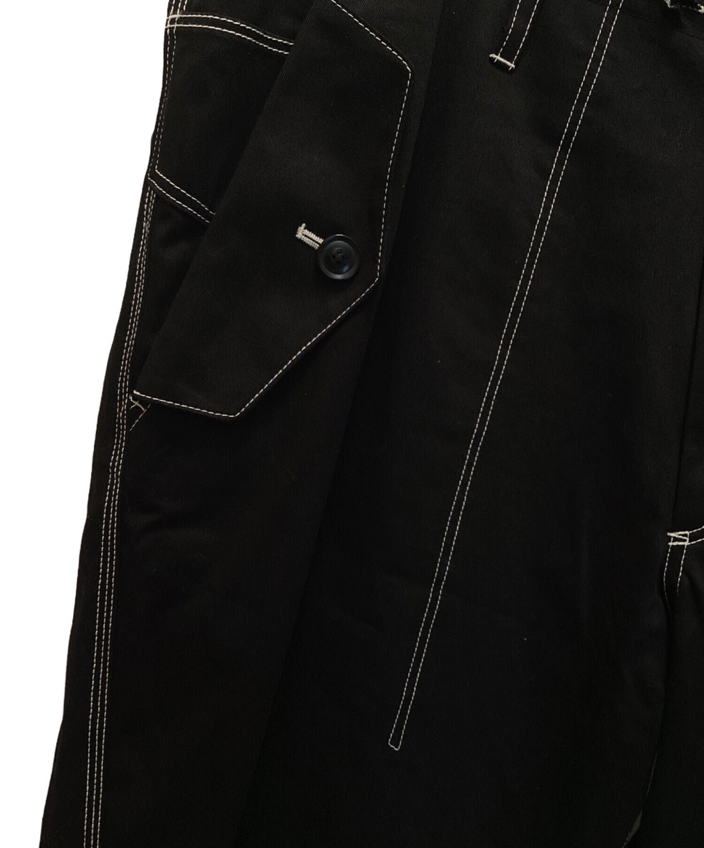 [Pre-owned] WILDSIDE YOHJI YAMAMOTO Cotton Chino White Stitch Draw String Cargo Pants WZ-P33-001