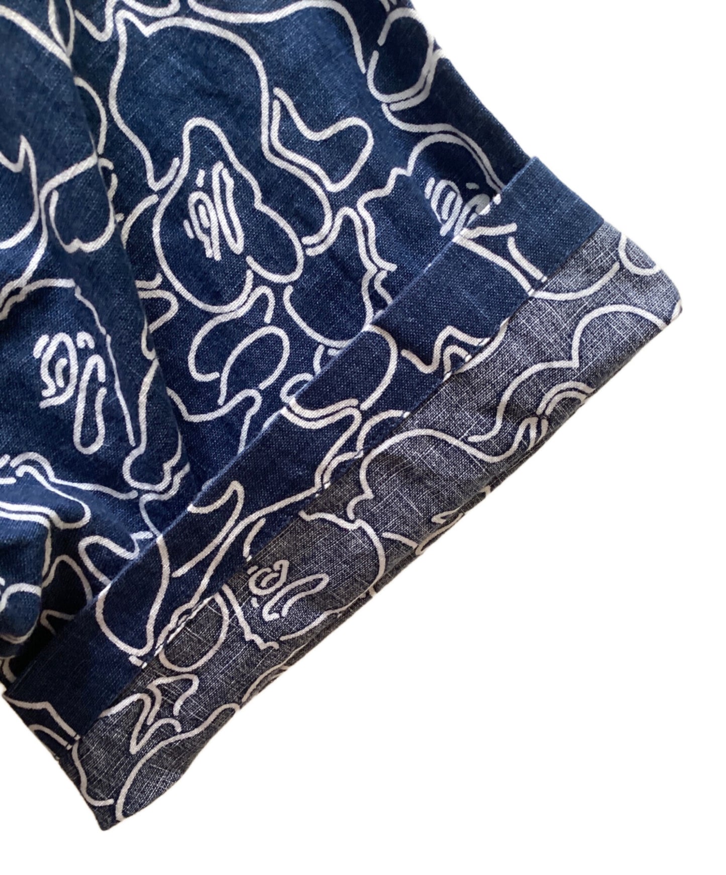 [Pre-owned] A BATHING APE Short-sleeved shirt with monkey-camo pattern / Patterned shirt / Round shirt / All-over patterned shirt