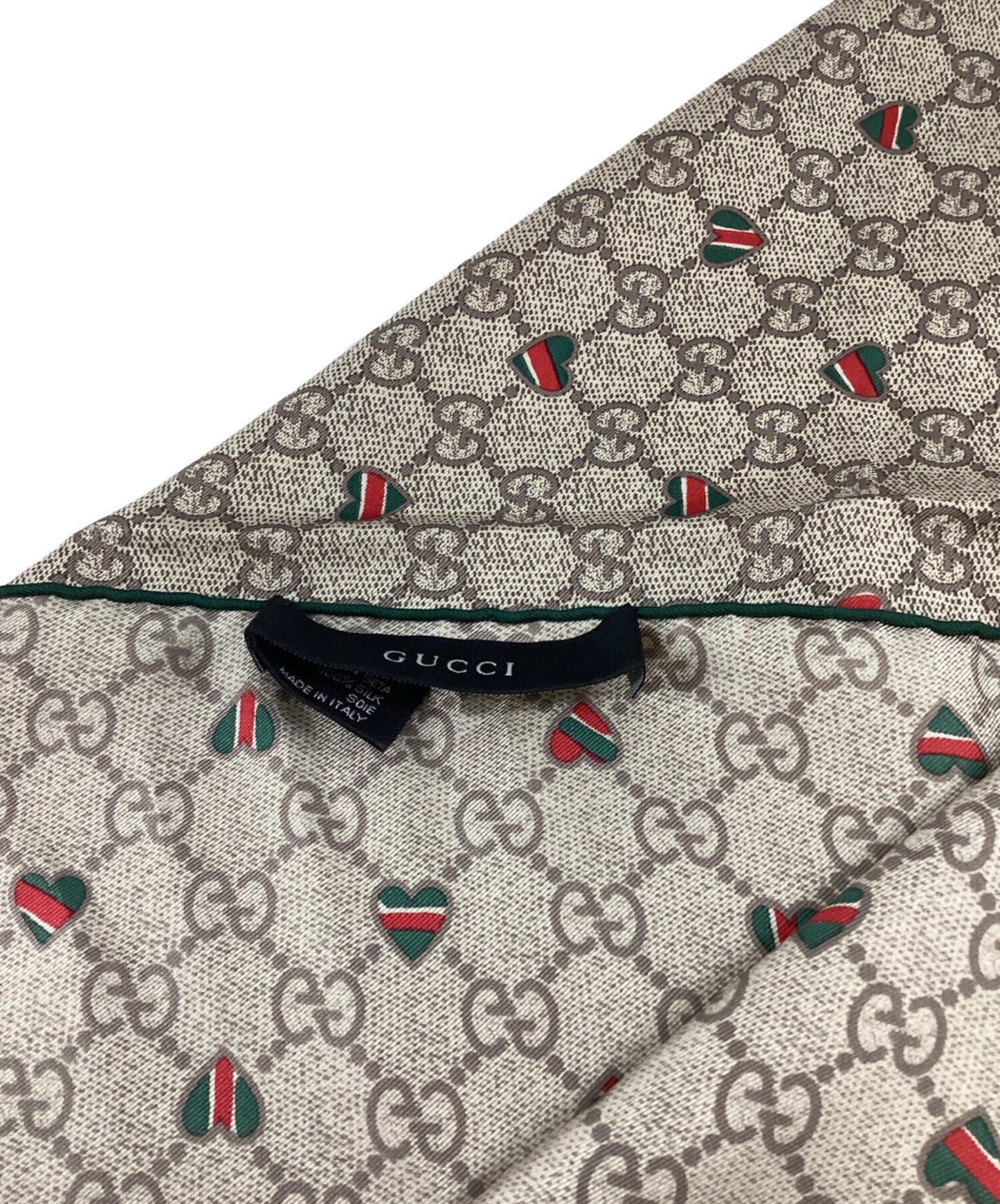 [Pre-owned] GUCCI GG Heart Sherry Line Silk Scarf / Branded Scarf