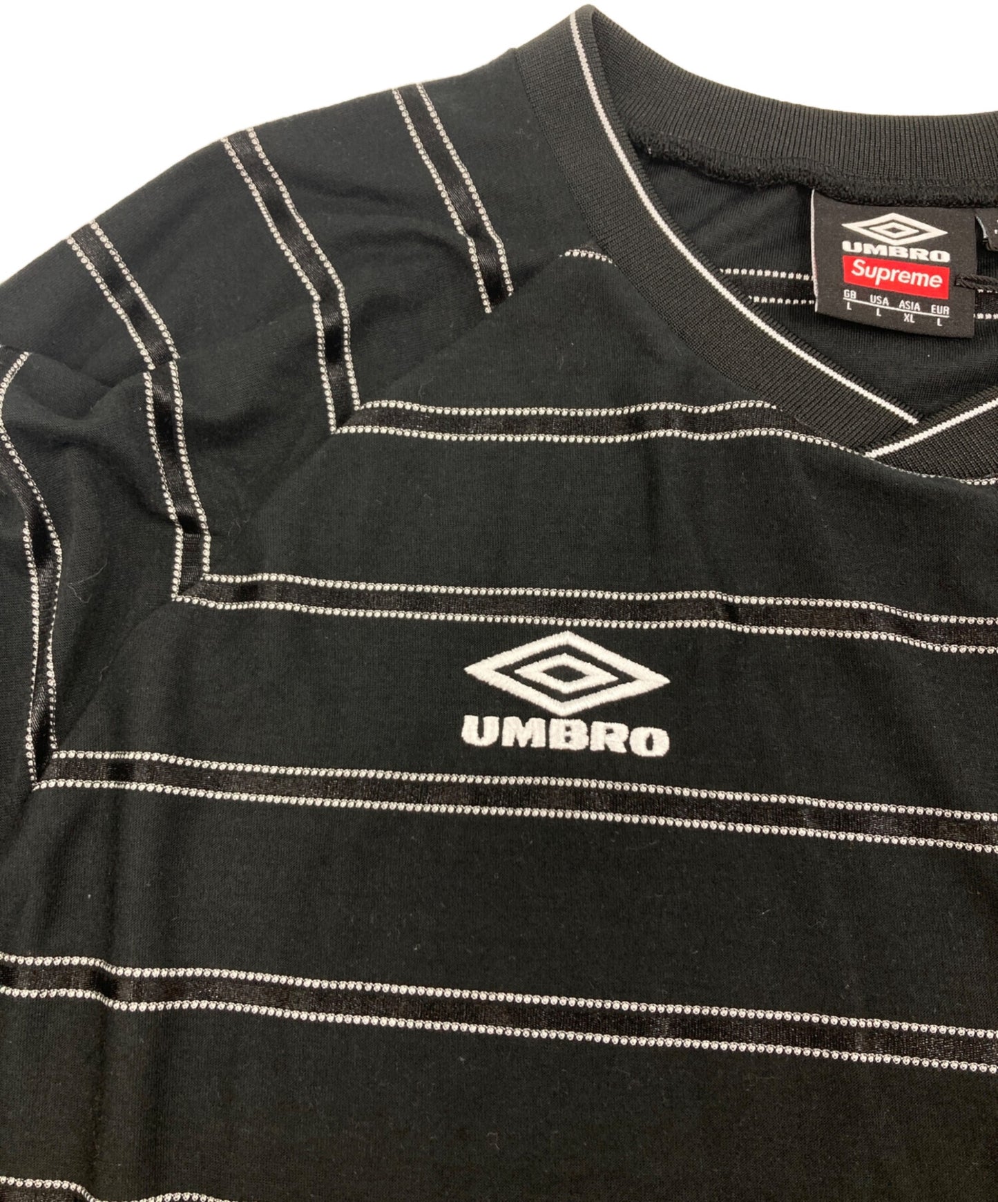 [Pre-owned] SUPREME Stripe Soccer Jersey "Black" / Stripe T-Shirt / Collaboration T-Shirt