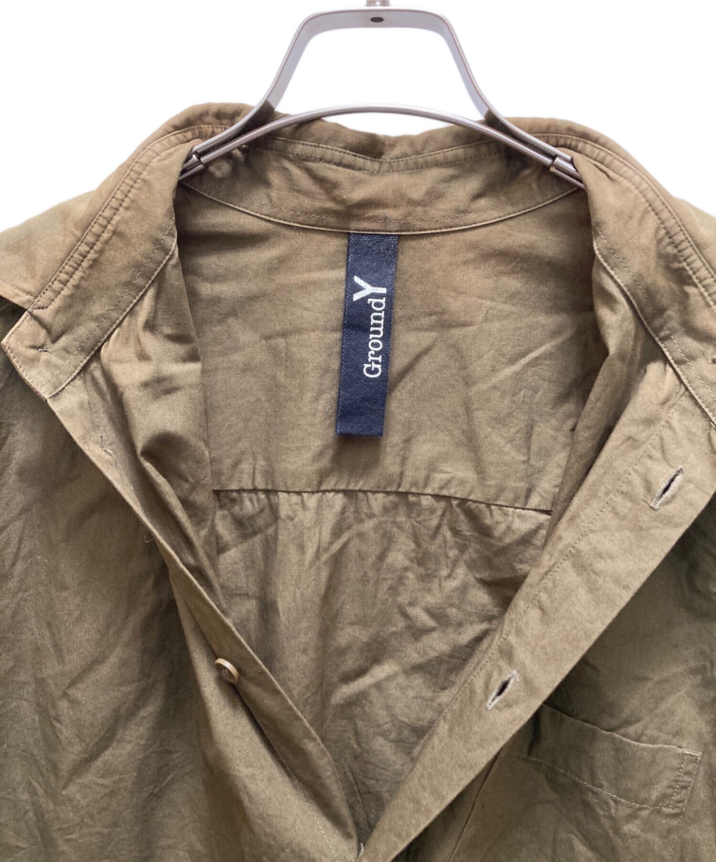[Pre-owned] GROUND Y Cotton Broad Double Collar Big Shirt / Overshirt / Long / Coat / Dress GT-B13-004