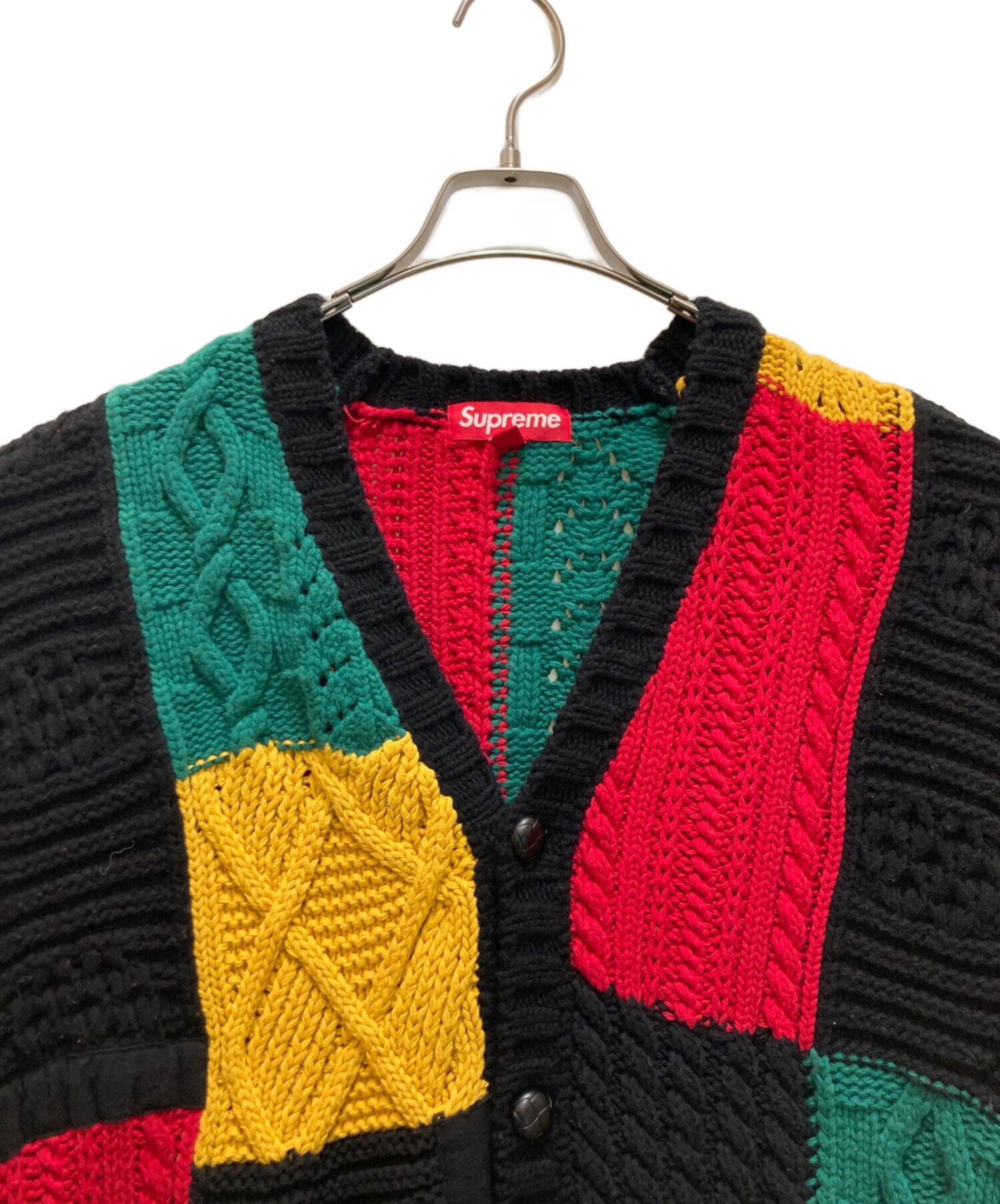 Pre-owned] SUPREME Patchwork Cable Knit Cardigan Patchwork Cable