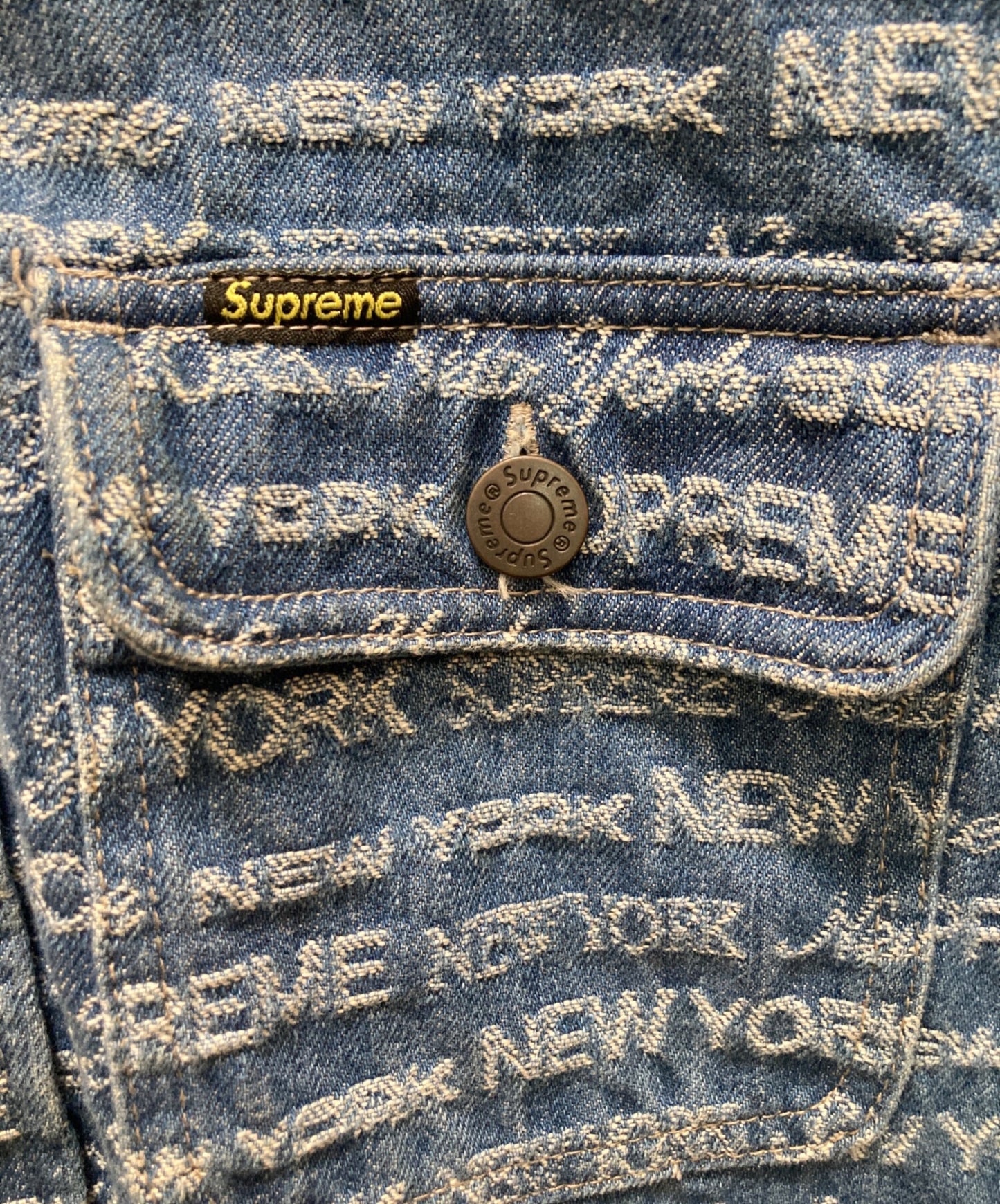 [Pre-owned] SUPREME Multi-Type Jacquard Denim Shirt "Blue" / All-Over Print Jacket