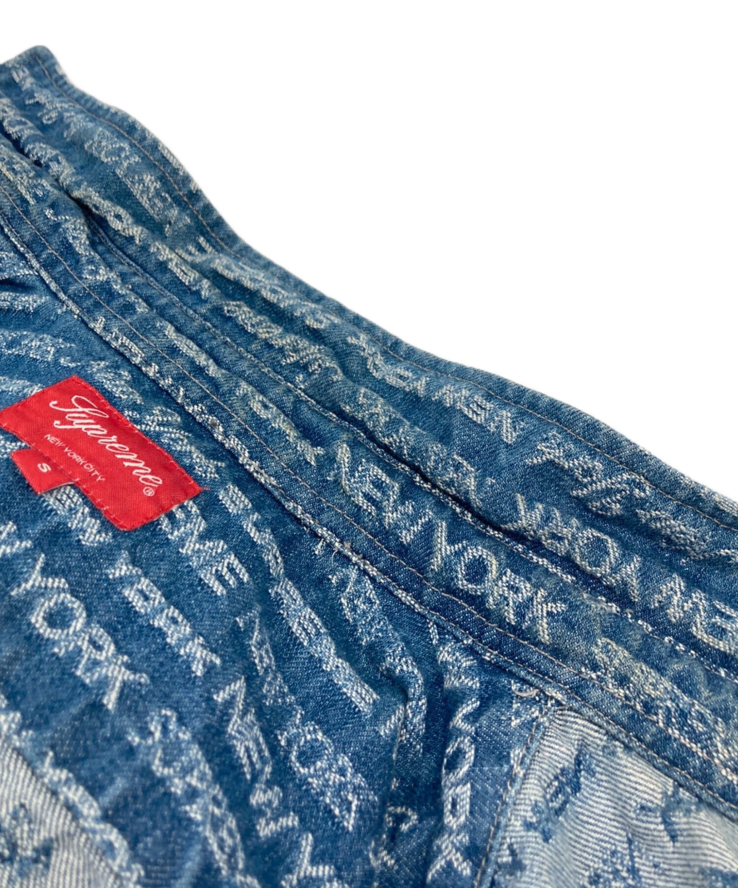 [Pre-owned] SUPREME Multi-Type Jacquard Denim Shirt "Blue" / All-Over Print Jacket