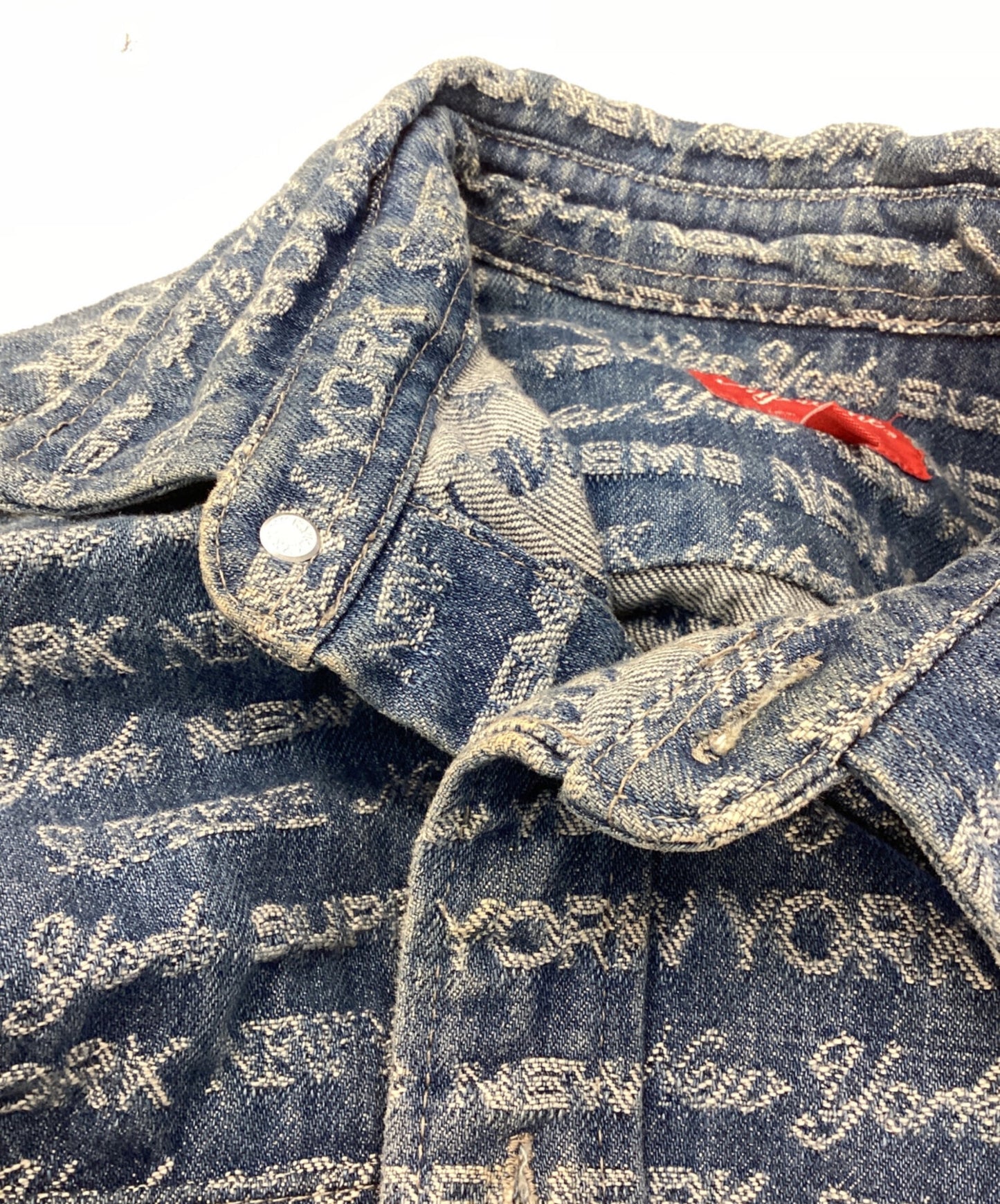 [Pre-owned] SUPREME Multi-Type Jacquard Denim Shirt "Blue" / All-Over Print Jacket