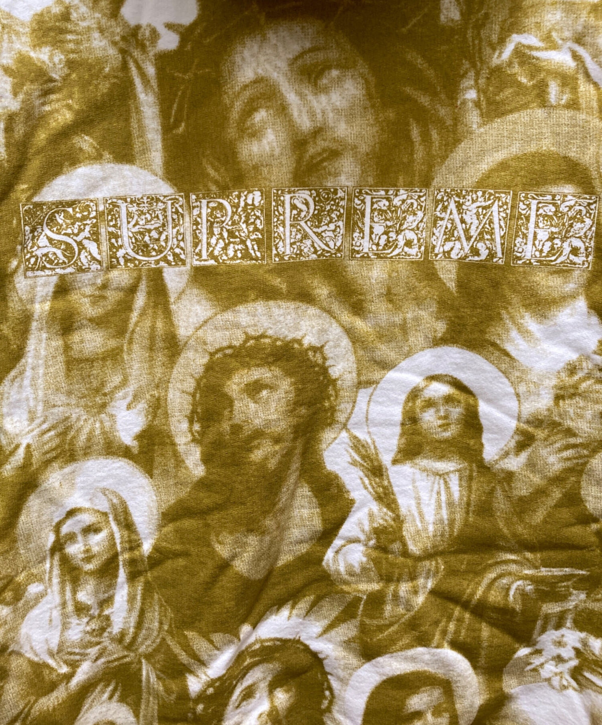 [Pre-owned] SUPREME Jesus and Mary Hooded Sweatshirt "Yellow" Long-Sleeve Top