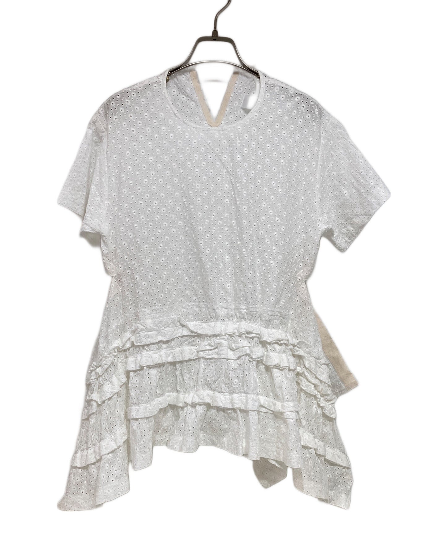 [Pre-owned] TAO COMME des GARCONS Floral Embroidery Lace Ruffle Blouse TM-B014