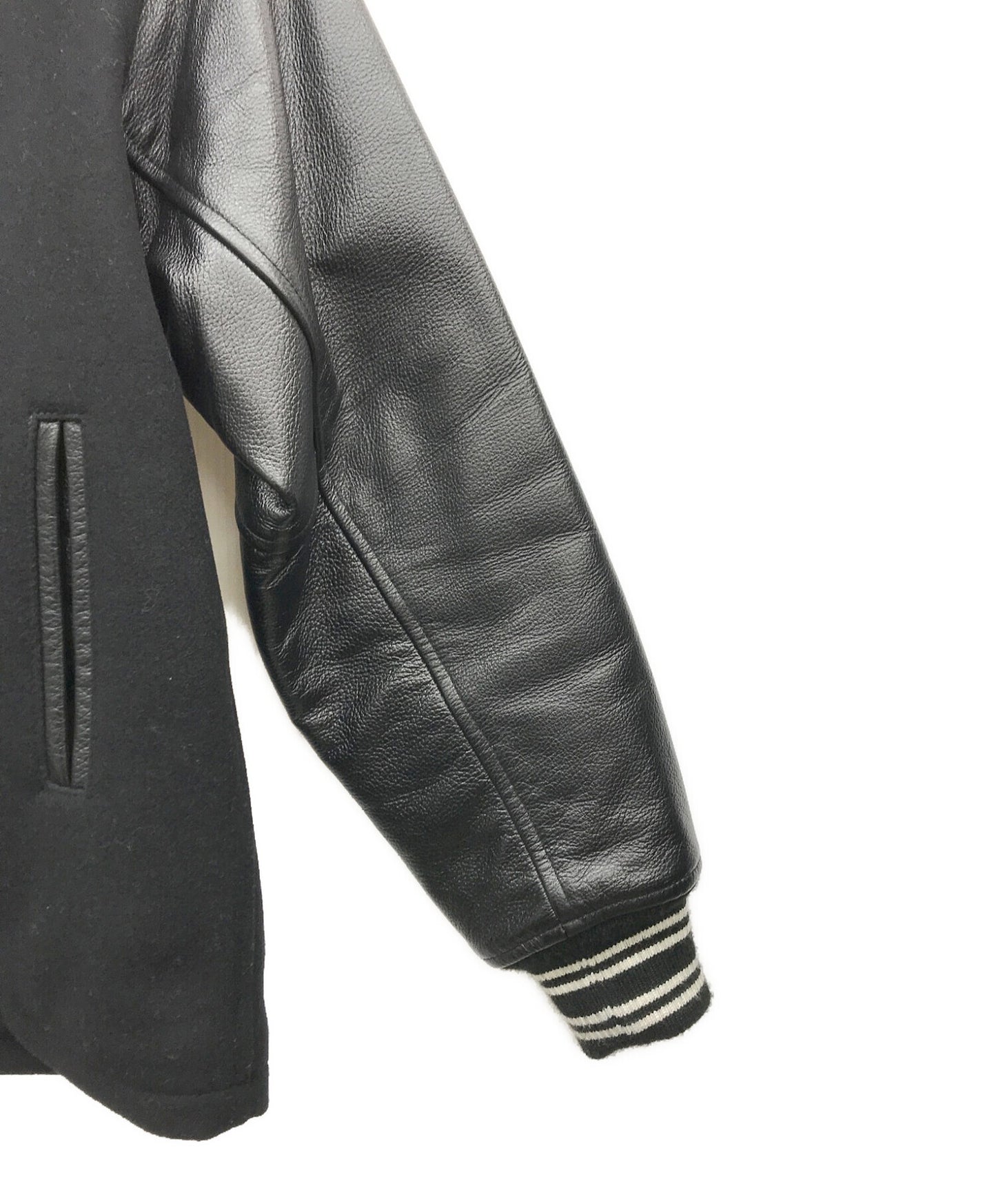[Pre-owned] NEIGHBORHOOD Leather Sleeve Varsity Jacket 212SZNH-JKM03