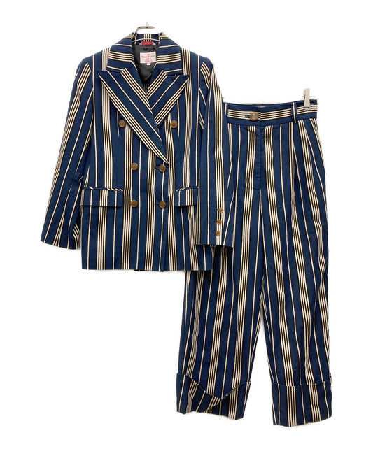 [Pre-owned] Vivienne Westwood RED LABEL Peaked Lapel Double-Breasted Striped Jacket jacket 16-01-491011 pants 16-01-791013
