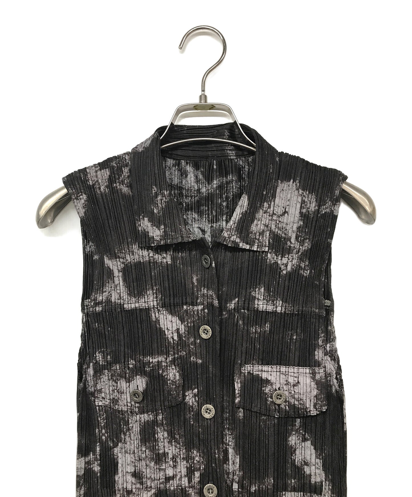 [Pre-owned] PLEATS PLEASE Sleeveless pleated shirt with all-over pattern PP94-JE592