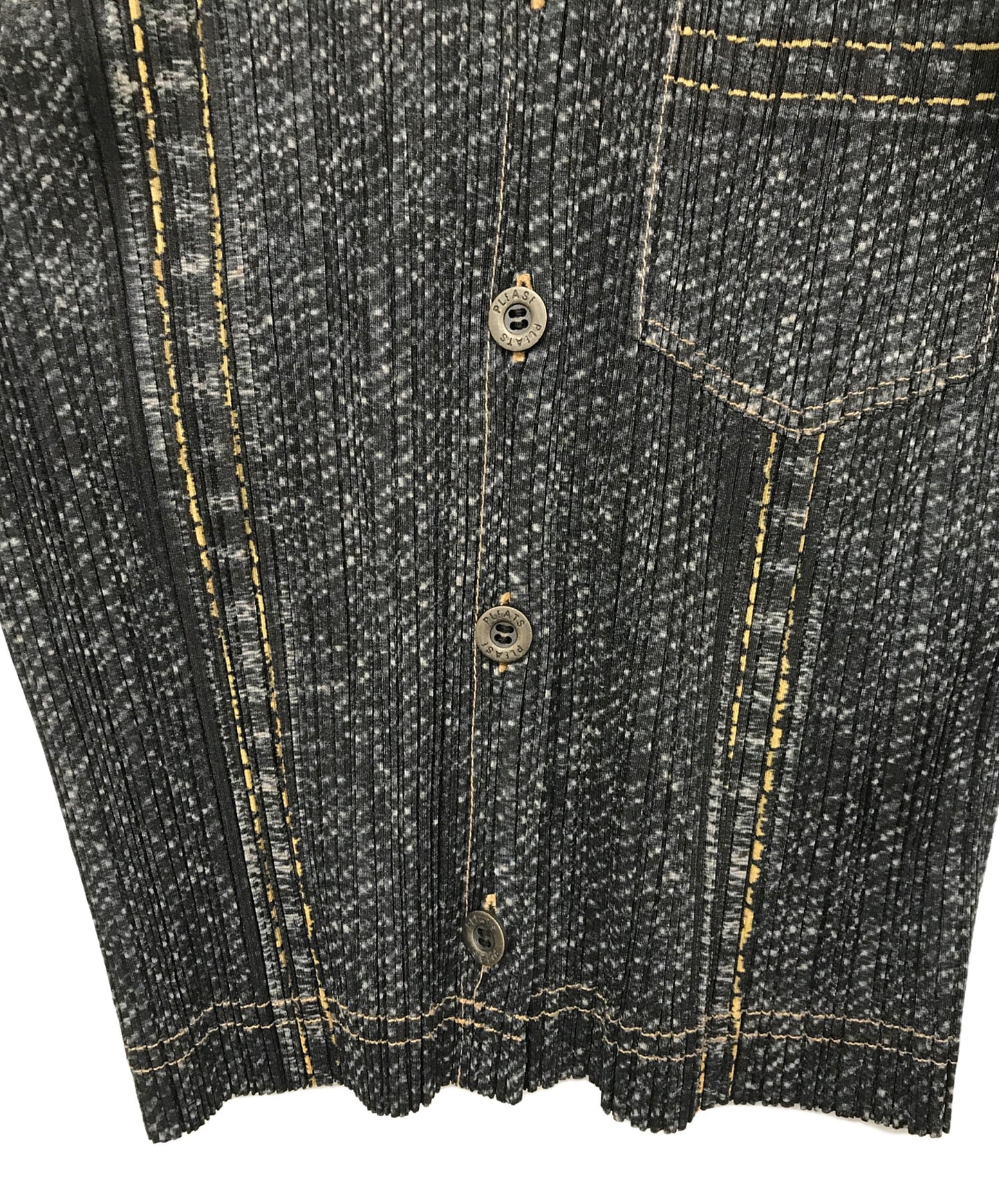 [Pre-owned] PLEATS PLEASE Denim Transfer Print Shirt PP97-JD052