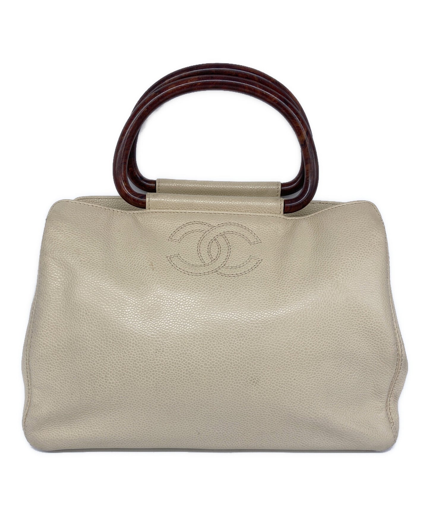 [Pre-owned] CHANEL Coco Mark Wood Handle Bag