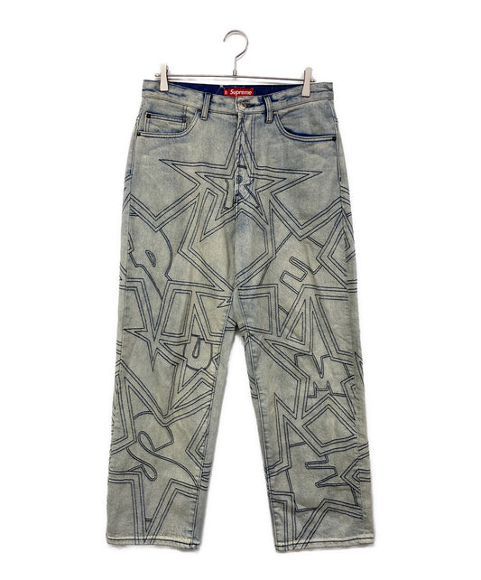 [Pre-owned] SUPREME stars topstitch baggy jean/denim pants