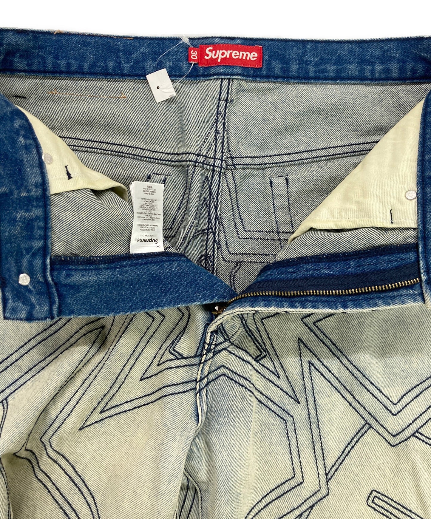 [Pre-owned] SUPREME stars topstitch baggy jean/denim pants