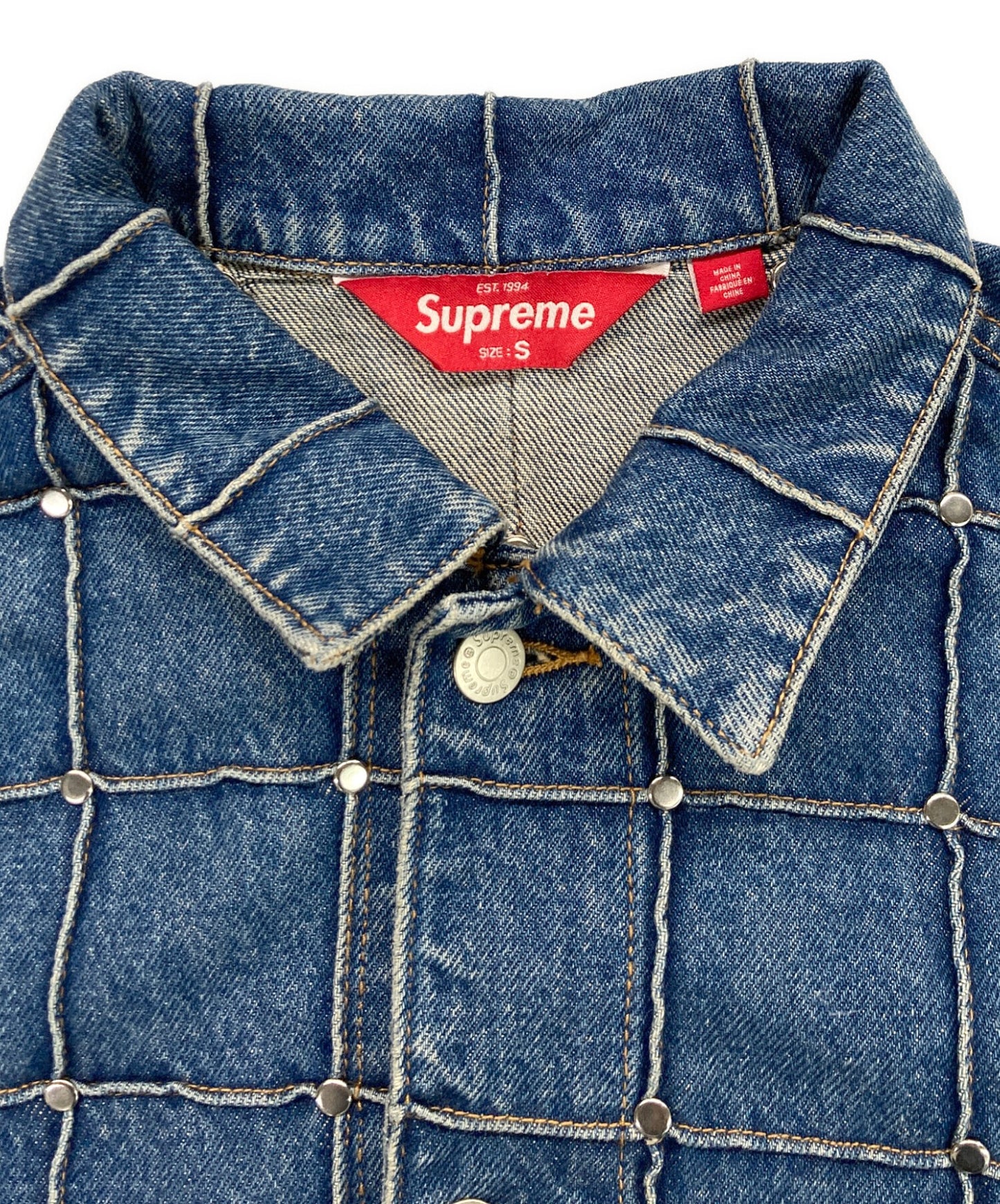 [Pre-owned] SUPREME Studded Seam Denim Trucker Jacket