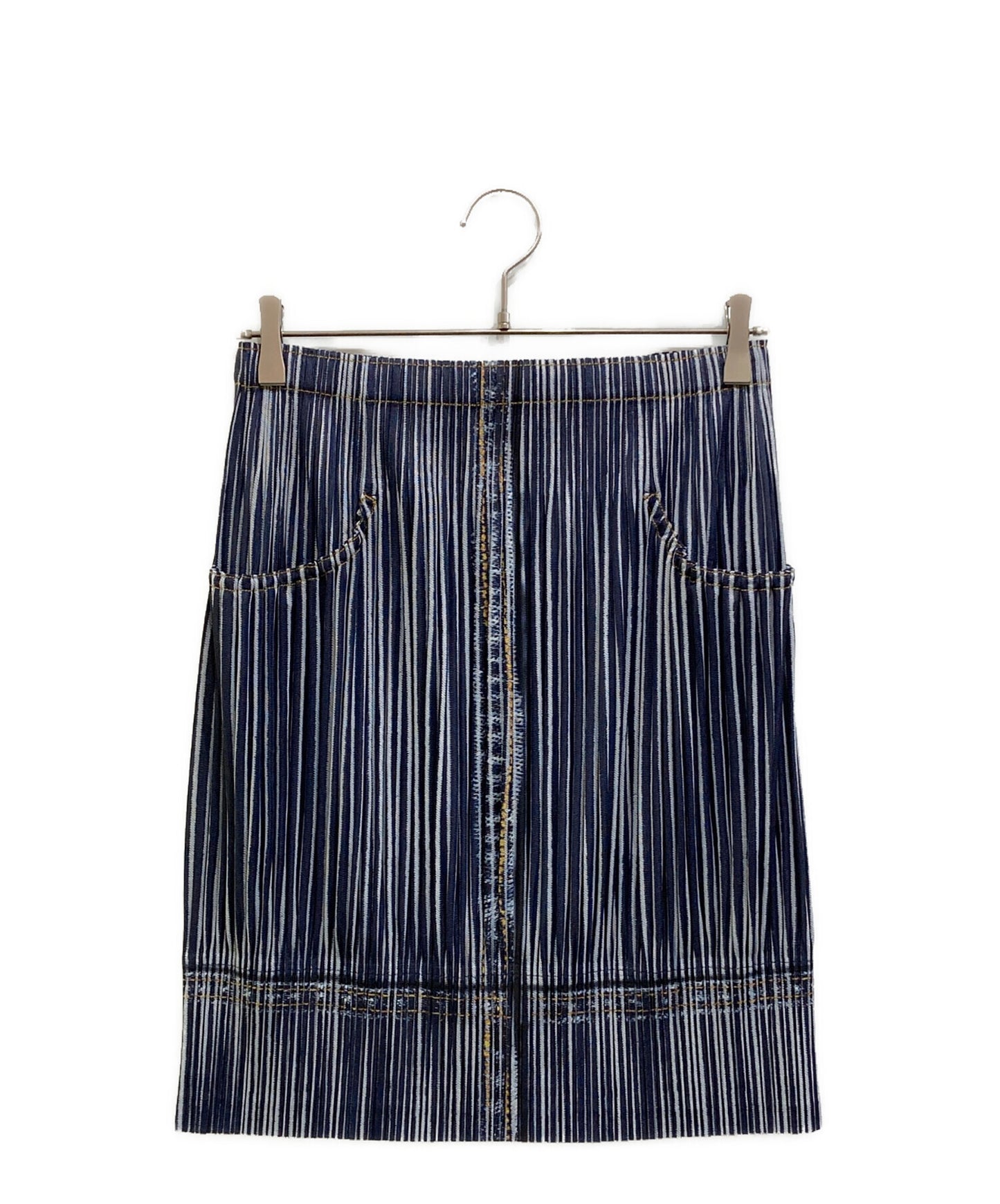 [Pre-owned] PLEATS PLEASE Denim Transfer Pleated Skirt PP01-JG594