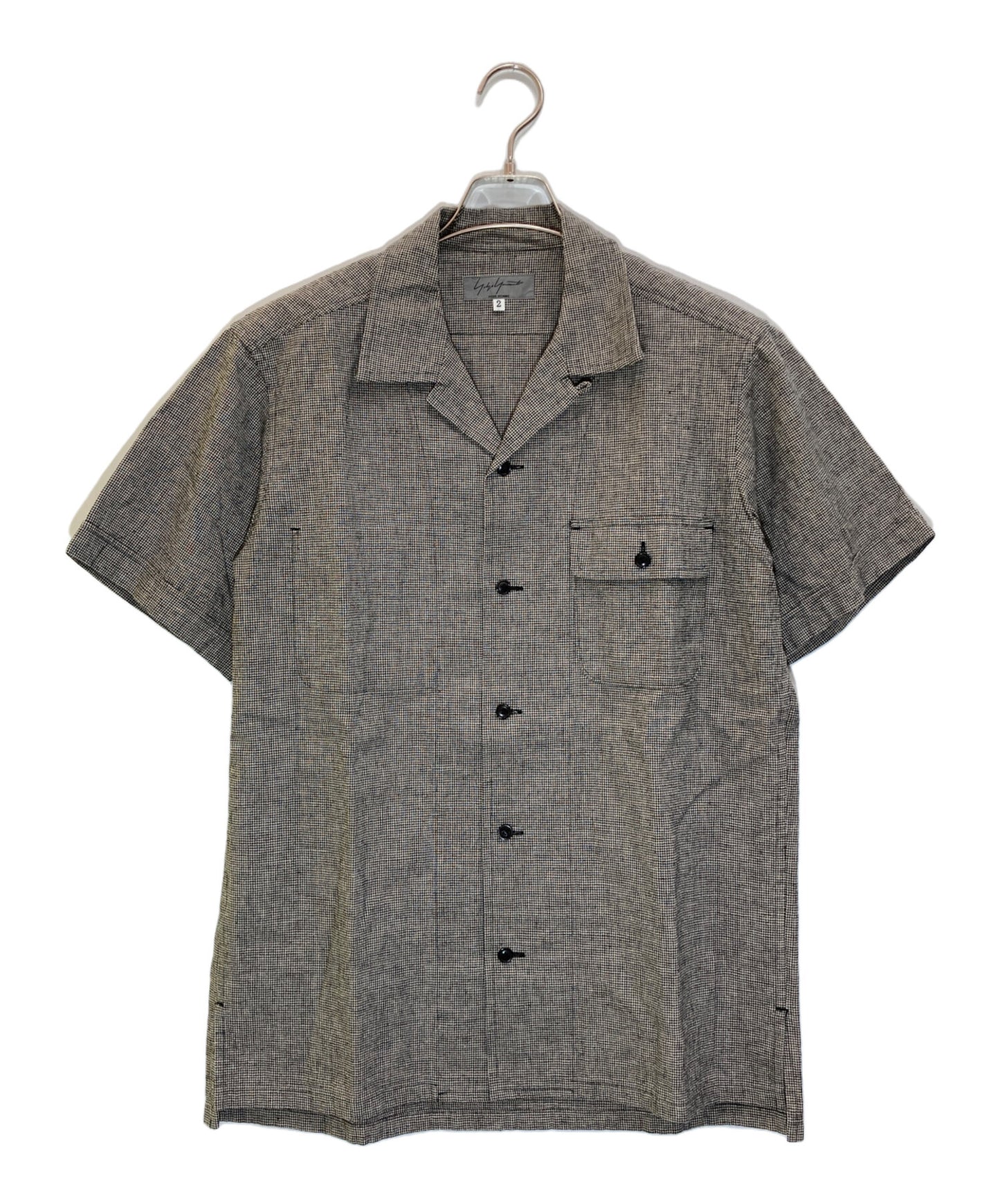 [Pre-owned] Yohji Yamamoto pour homme Staggered open collar linen shirt HJ-B65-326