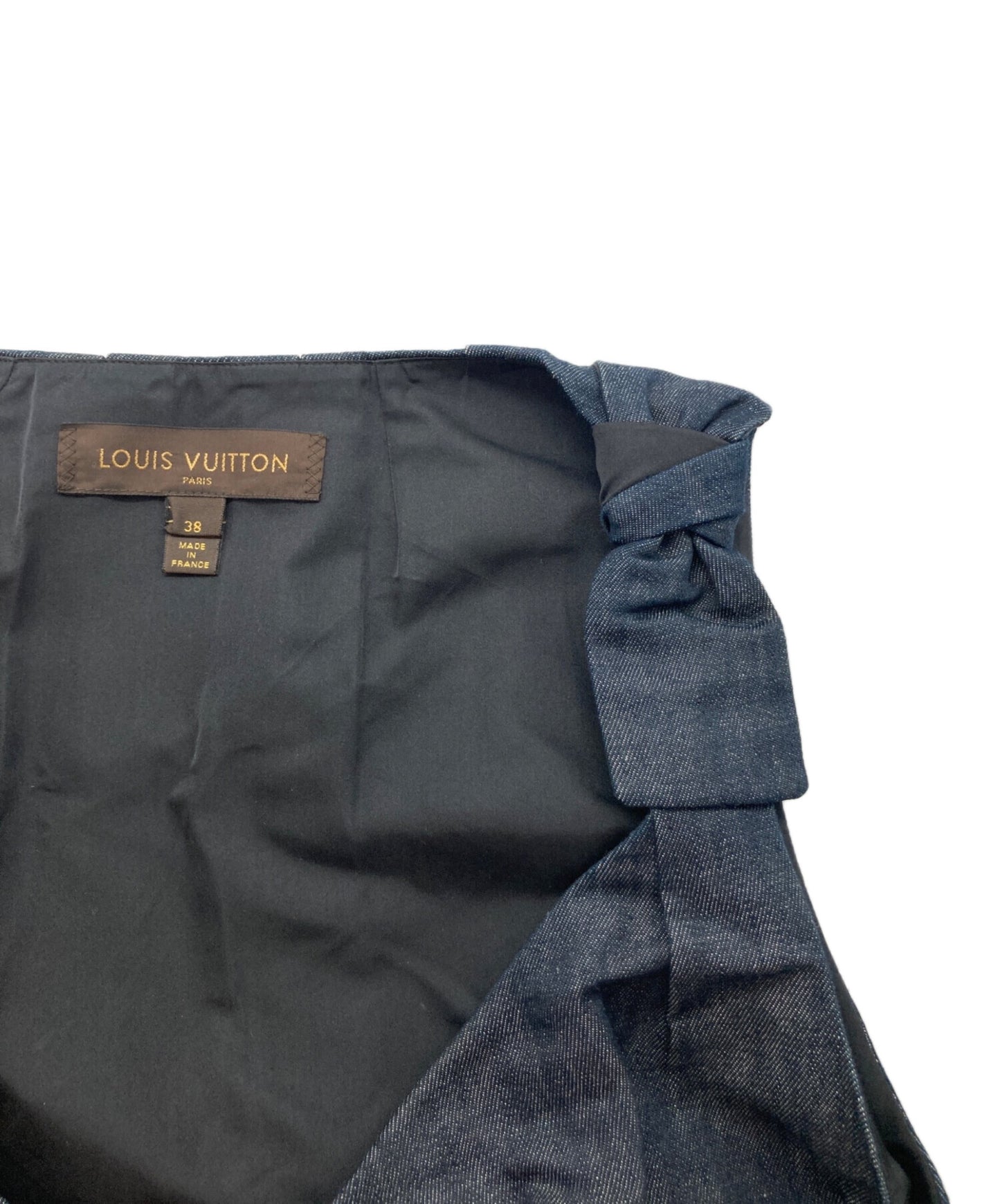 [Pre-owned] LOUIS VUITTON Shoulder Bow Denim Cache Coeur Dress RW071A WKDR02C4H