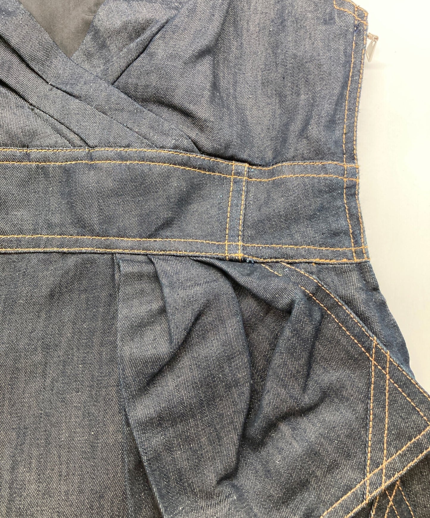 [Pre-owned] LOUIS VUITTON Shoulder Bow Denim Cache Coeur Dress RW071A WKDR02C4H