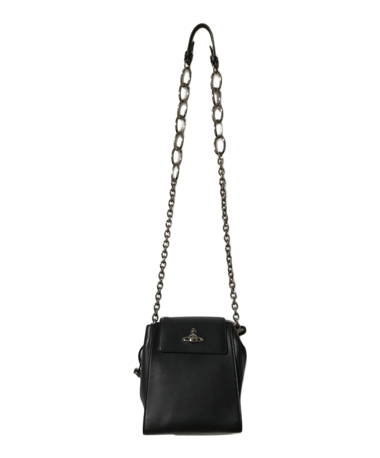 [Pre-owned] Vivienne Westwood Drawstring leather shoulder bag with squiggle pattern on the back