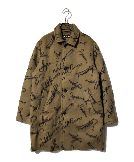 [Pre-owned] SUPREME Script Logos Wool Overcoat