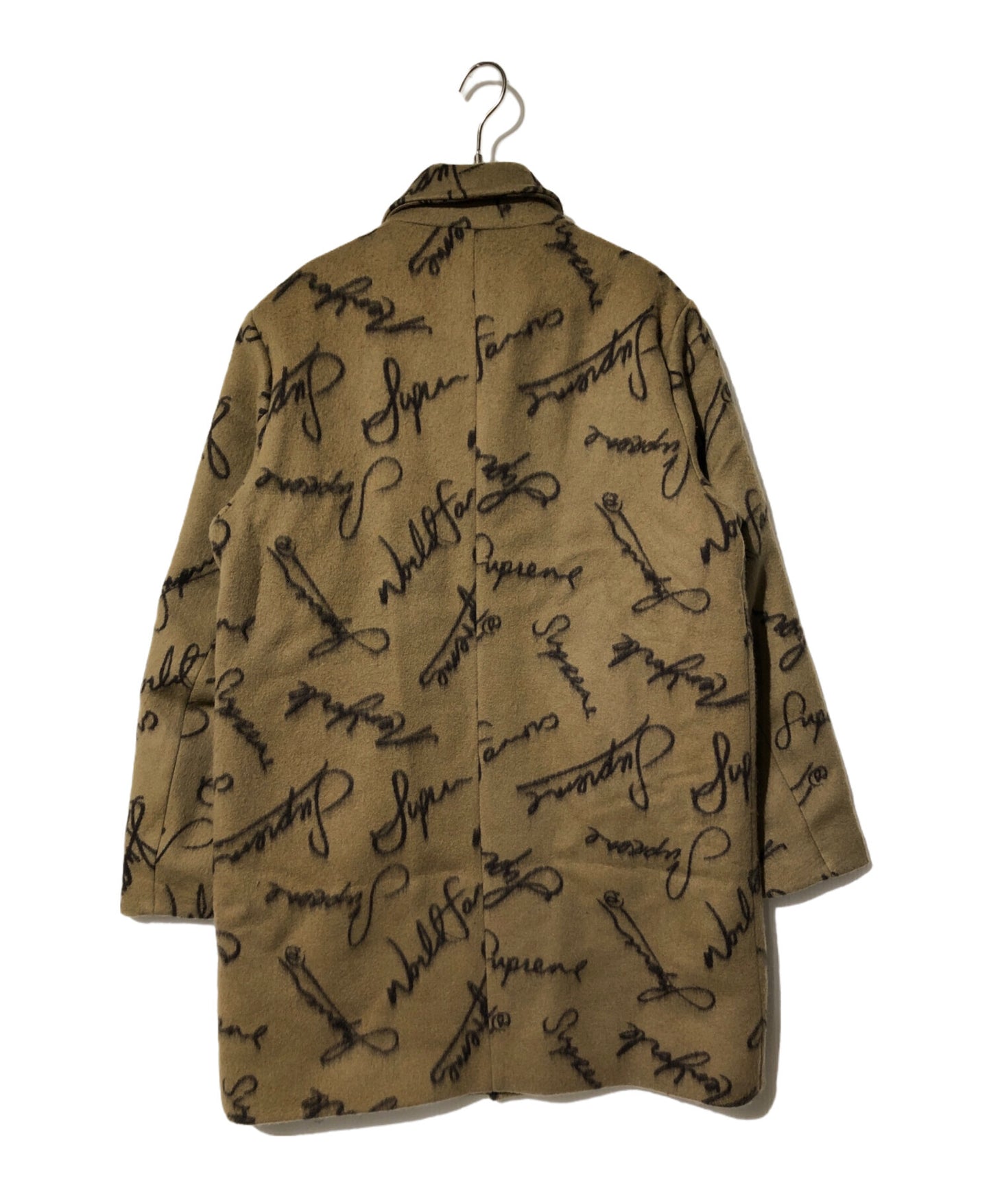 [Pre-owned] SUPREME Script Logos Wool Overcoat