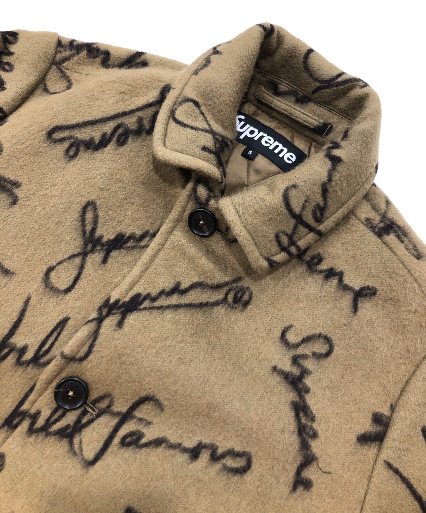 [Pre-owned] SUPREME Script Logos Wool Overcoat