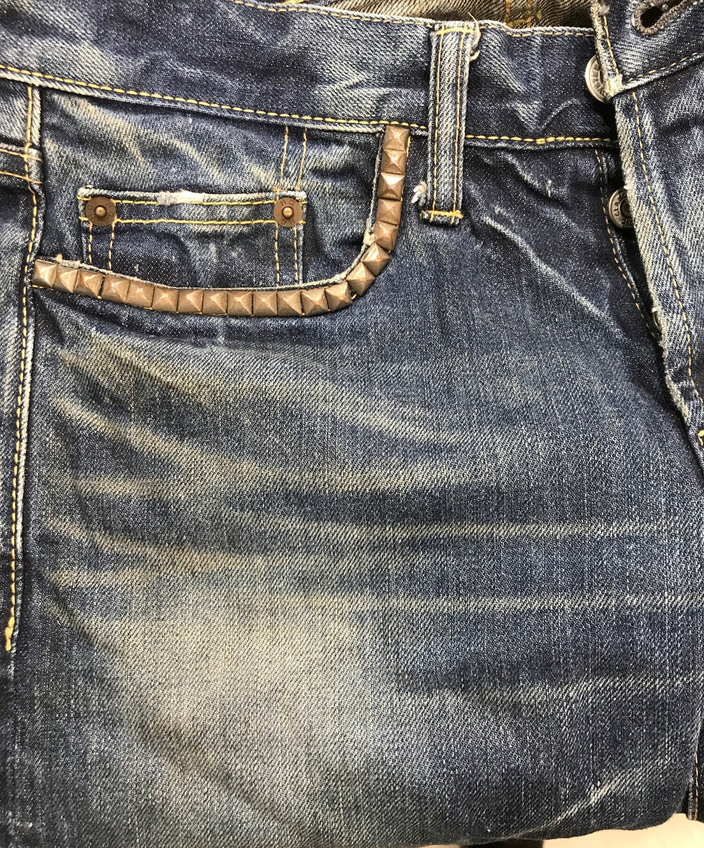 [Pre-owned] Hysteric Glamour Printed studded denim pants 4AP-2581