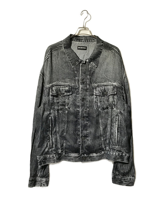 [Pre-owned] BALENCIAGA Denim Transfer Print Stretch Jacket 621580 TIW57