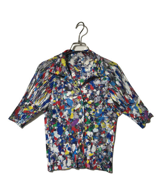 [Pre-owned] PLEATS PLEASE Pleated shirt with all-over pattern transfer PP96-JK024