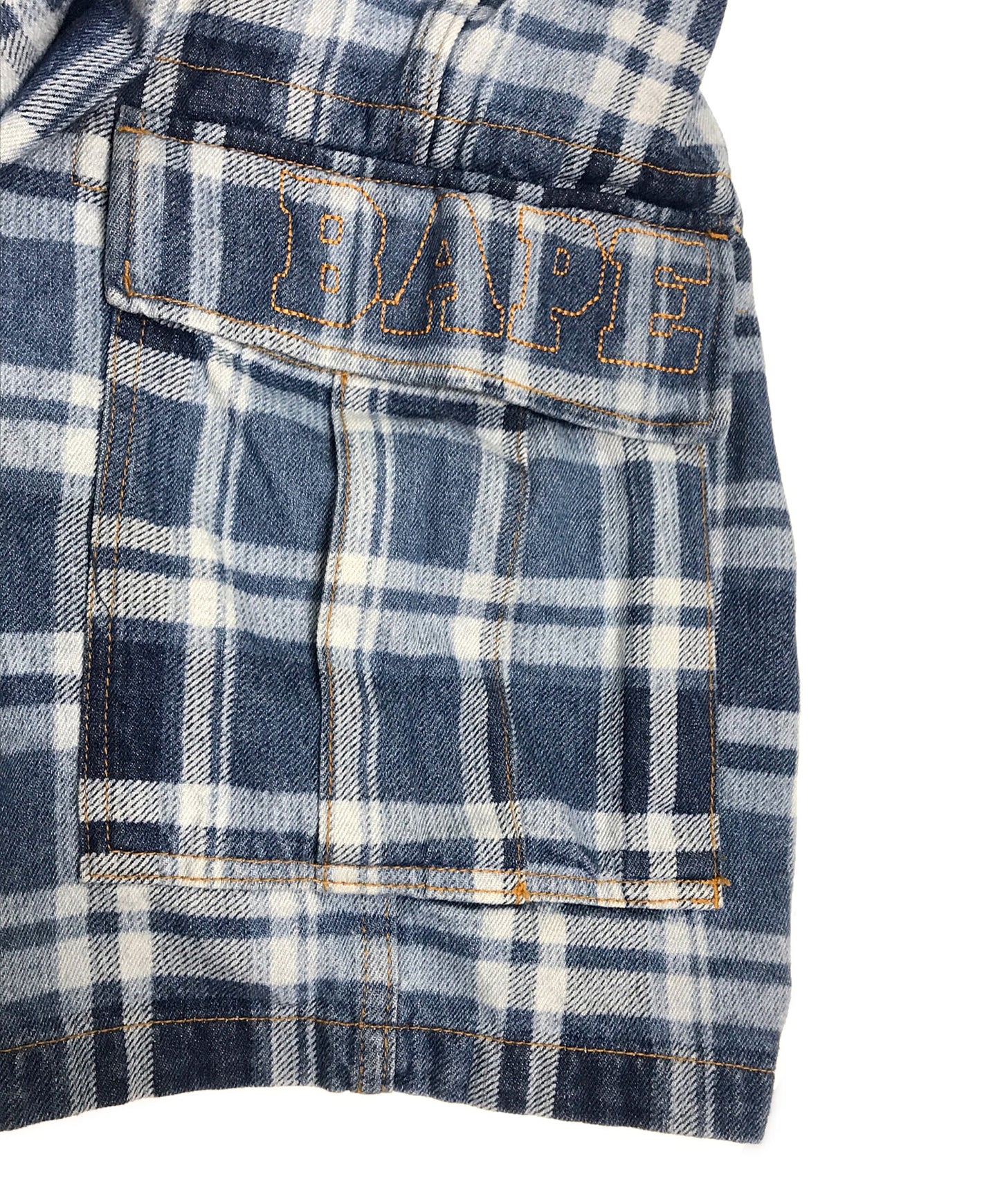 [Pre-owned] A BATHING APE CHECK 6 POCKET DENIM SHORTS 001DSK301003M