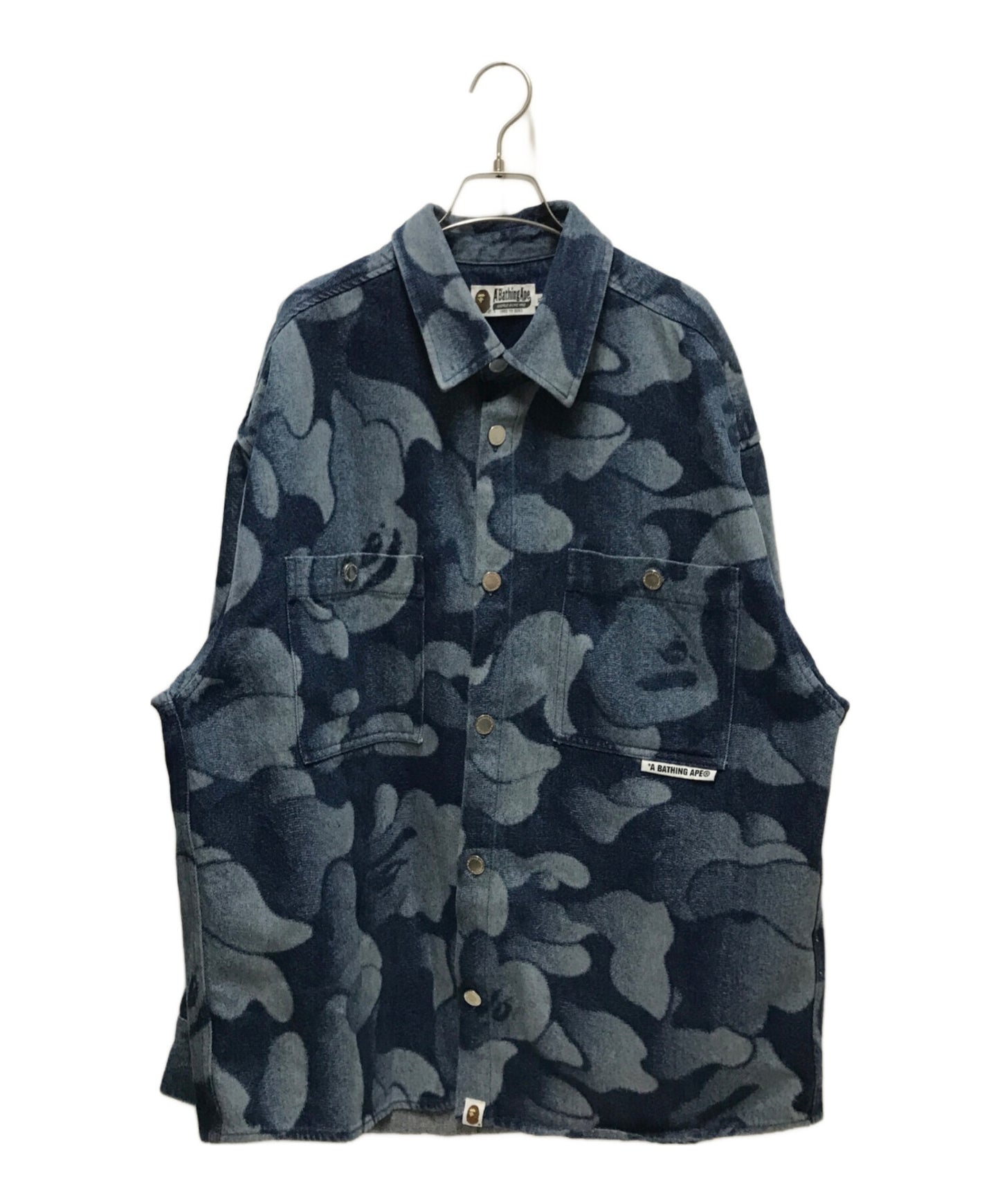 [Pre-owned] A BATHING APE SOLID CAMO LASER WORK DENIM SHIRT 001SHK301304M