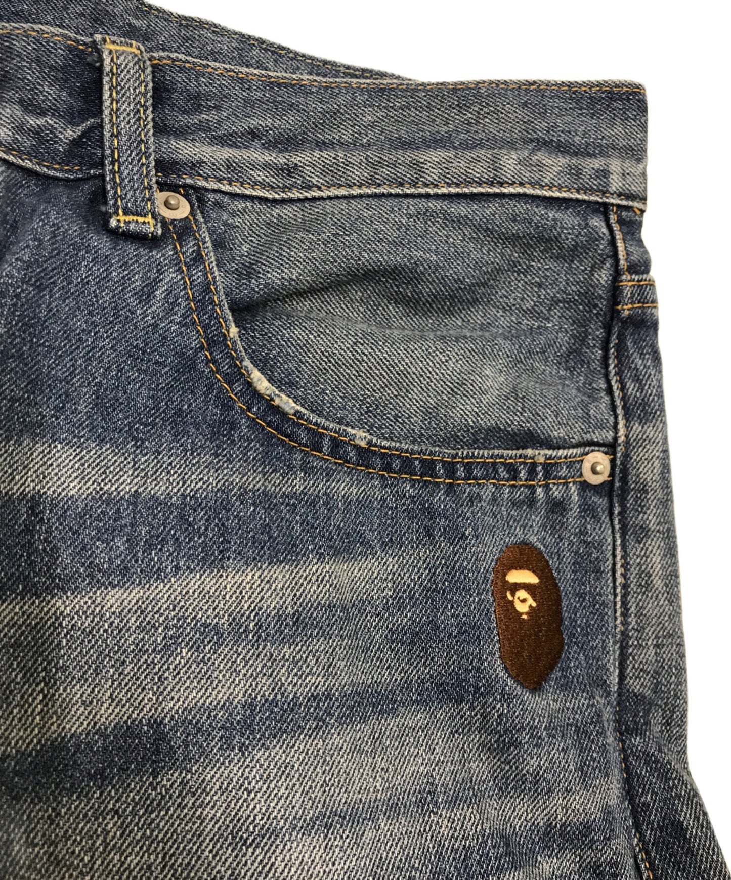 [Pre-owned] A BATHING APE One Point Regular Fit 13 Oz Denim Pants 0ZXJNM150006N