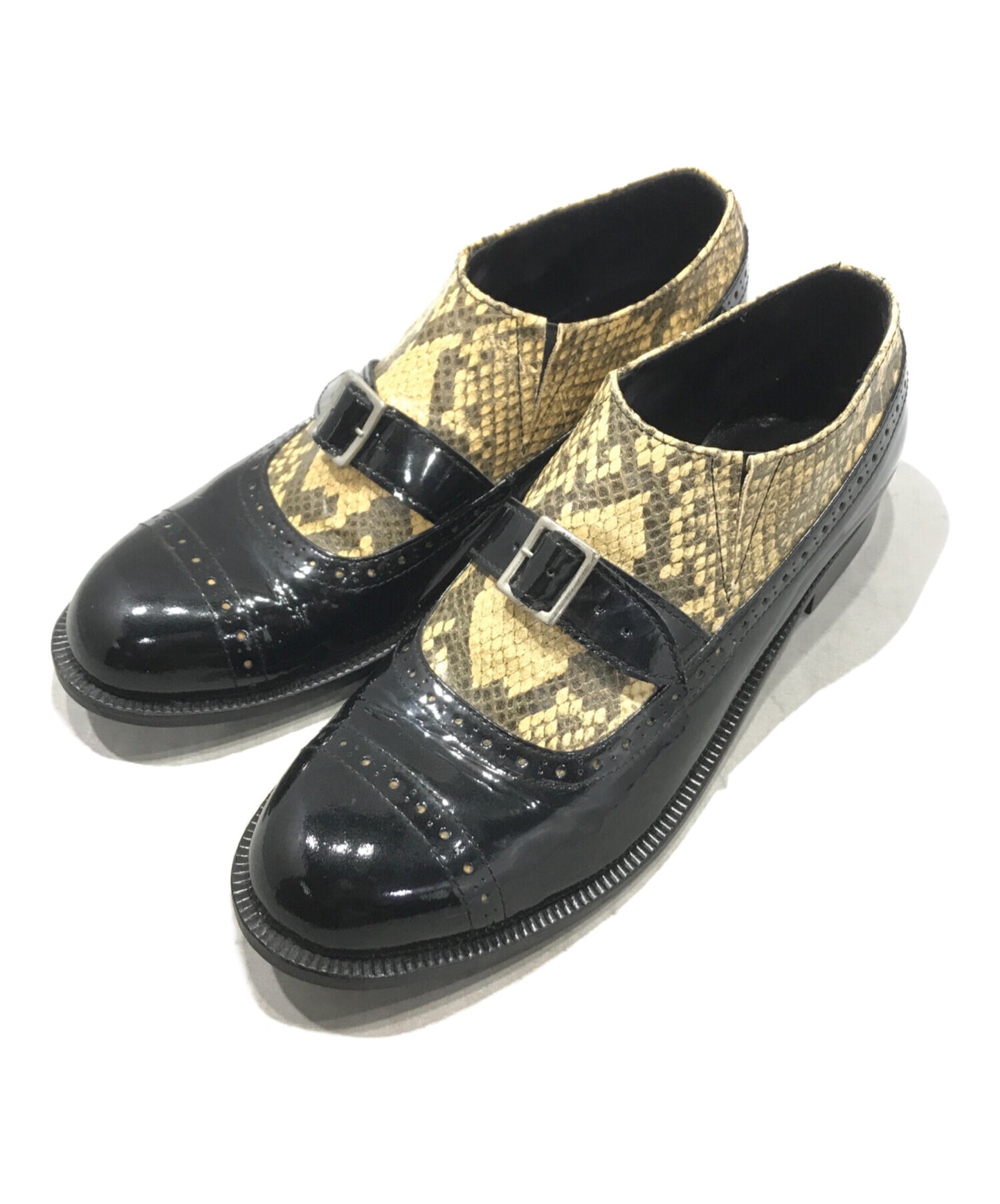 [Pre-owned] COMME des GARCONS Enamel and python strap shoes