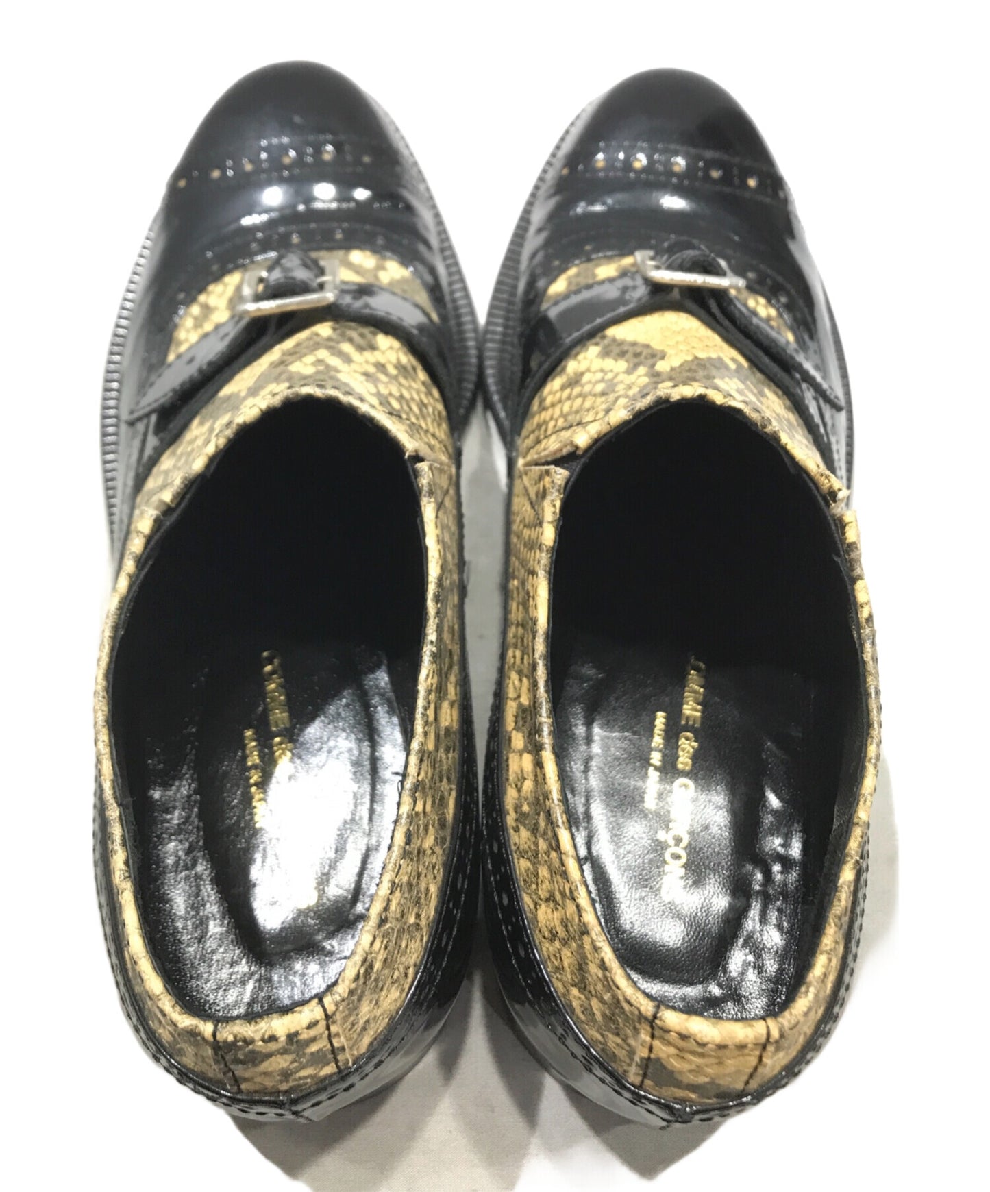 [Pre-owned] COMME des GARCONS Enamel and python strap shoes