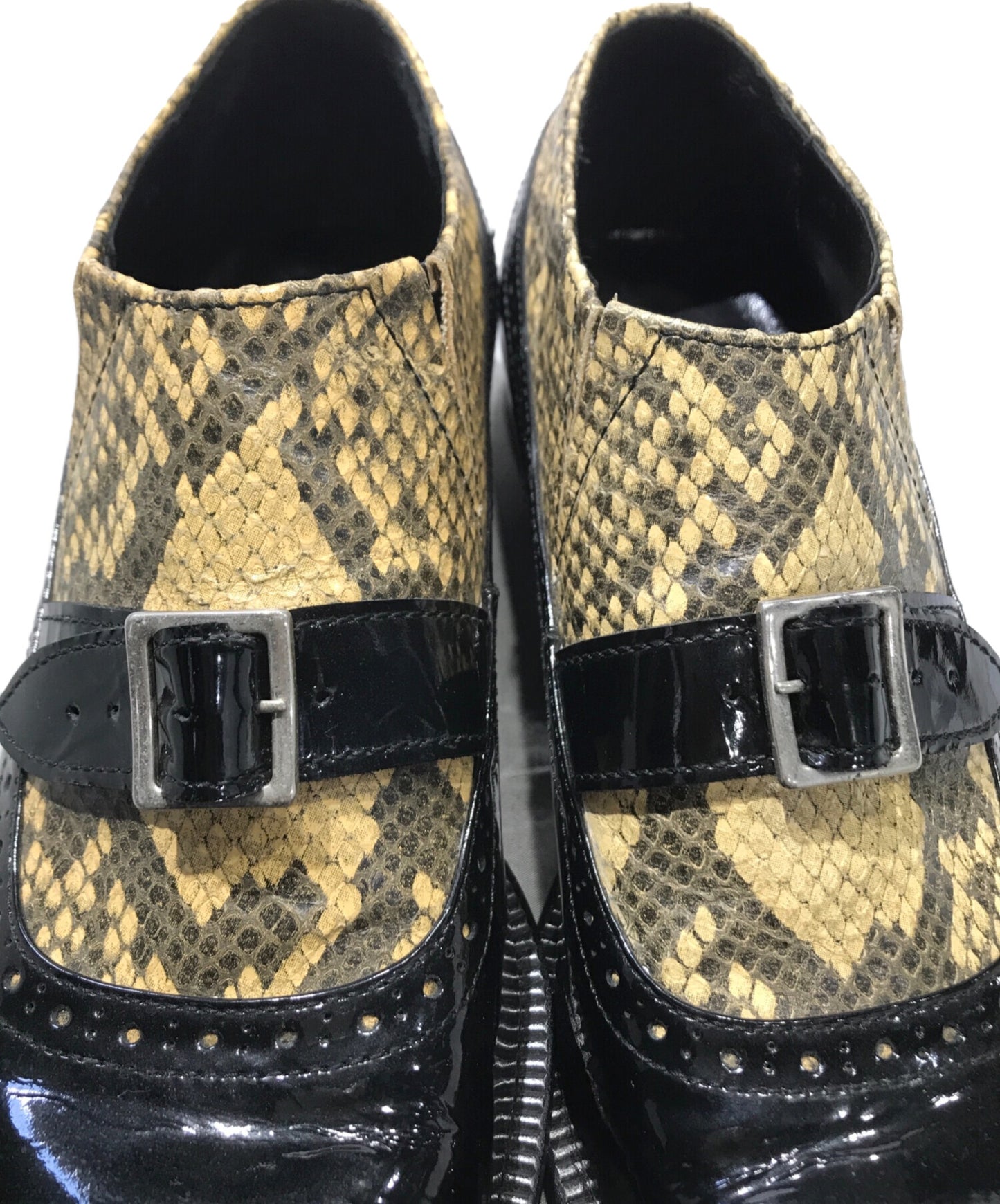[Pre-owned] COMME des GARCONS Enamel and python strap shoes