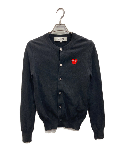 [Pre-owned] PLAY COMME des GARCONS Round Neck Cardigan with Red Emblem, Black (Round Neck Cardigan with Red Emblem, Black) AX-N007