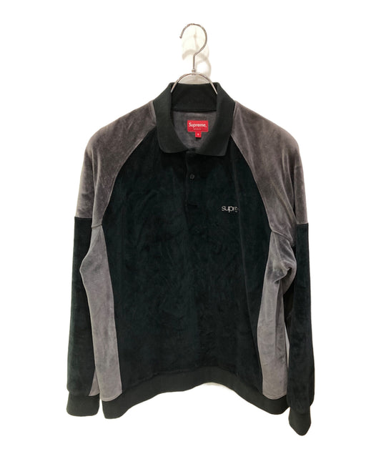 [Pre-owned] SUPREME Panel velour long sleeve polo shirt