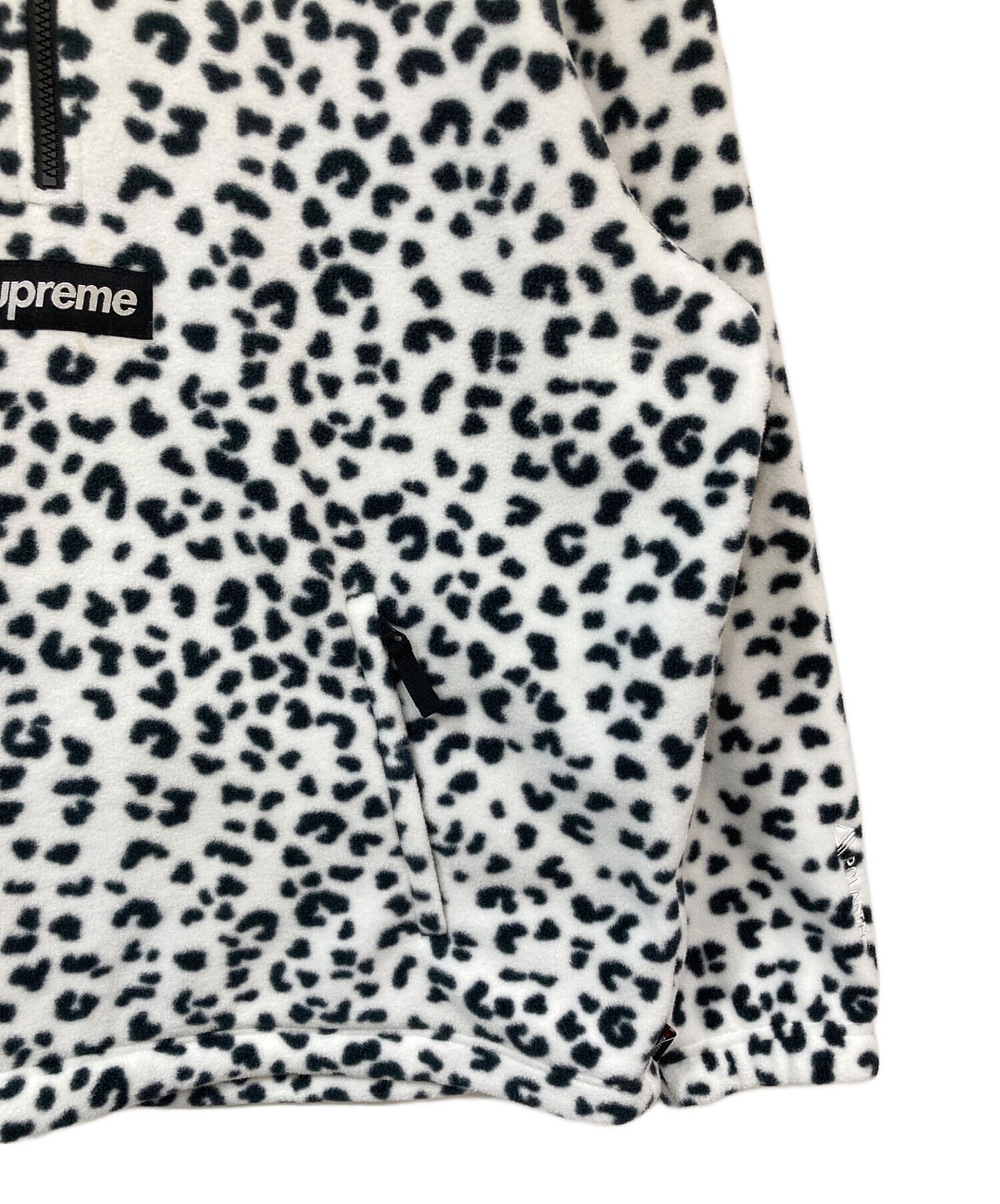 [Pre-owned] SUPREME Polartec Facemask Half Zip Hooded Sweatshirt "Leopard"
