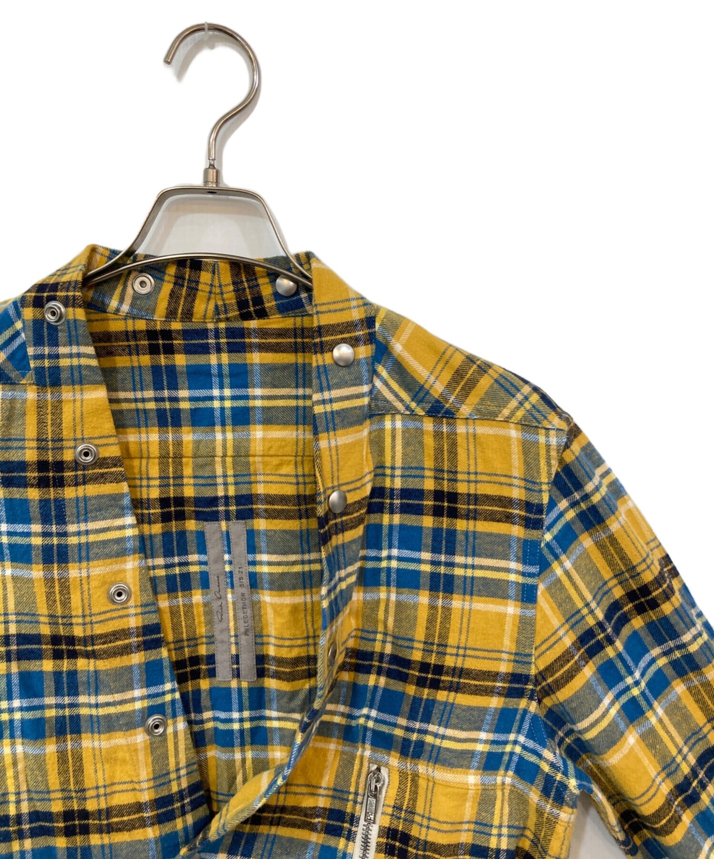 [Pre-owned] RICK OWENS Yellow Plaid Larry Shirt RU21S6287-CP