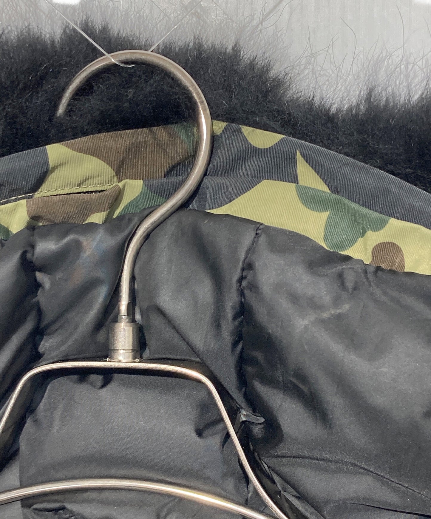 [Pre-owned] A BATHING APE 1ST CAMO FUR DOWN HOODIE JACKET N-3B 001hje801011x