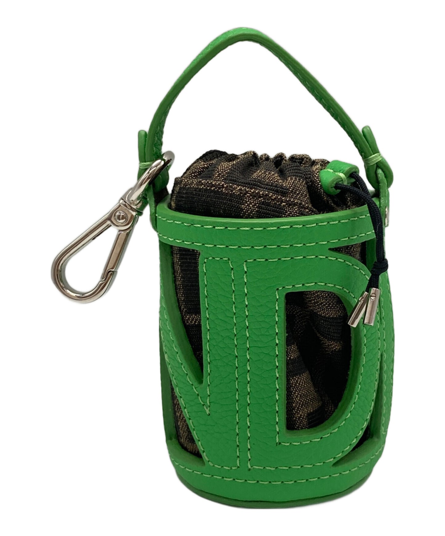 [Pre-owned] FENDI Zucca Pattern Bucket Bag Charm 7AS158