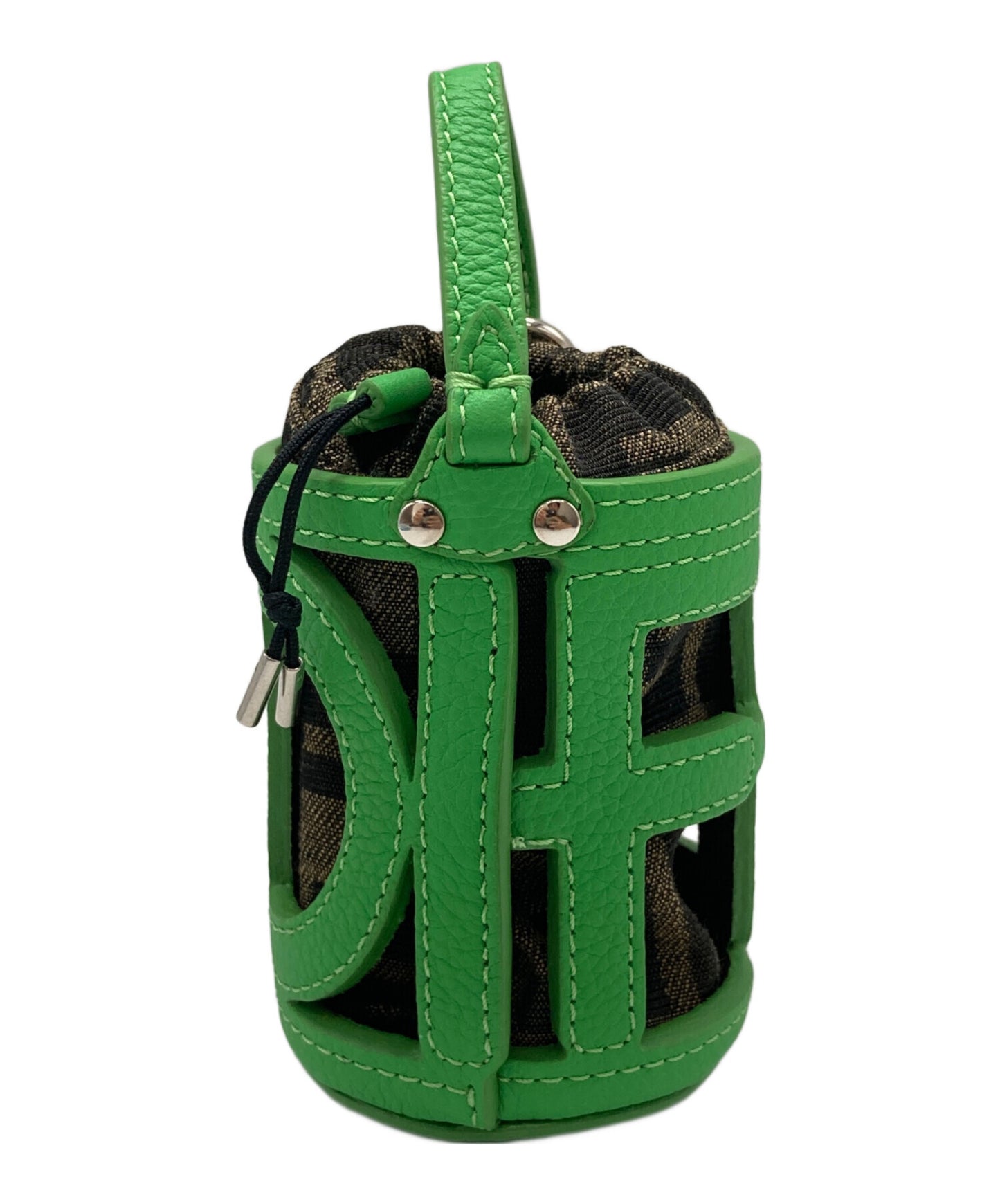 [Pre-owned] FENDI Zucca Pattern Bucket Bag Charm 7AS158