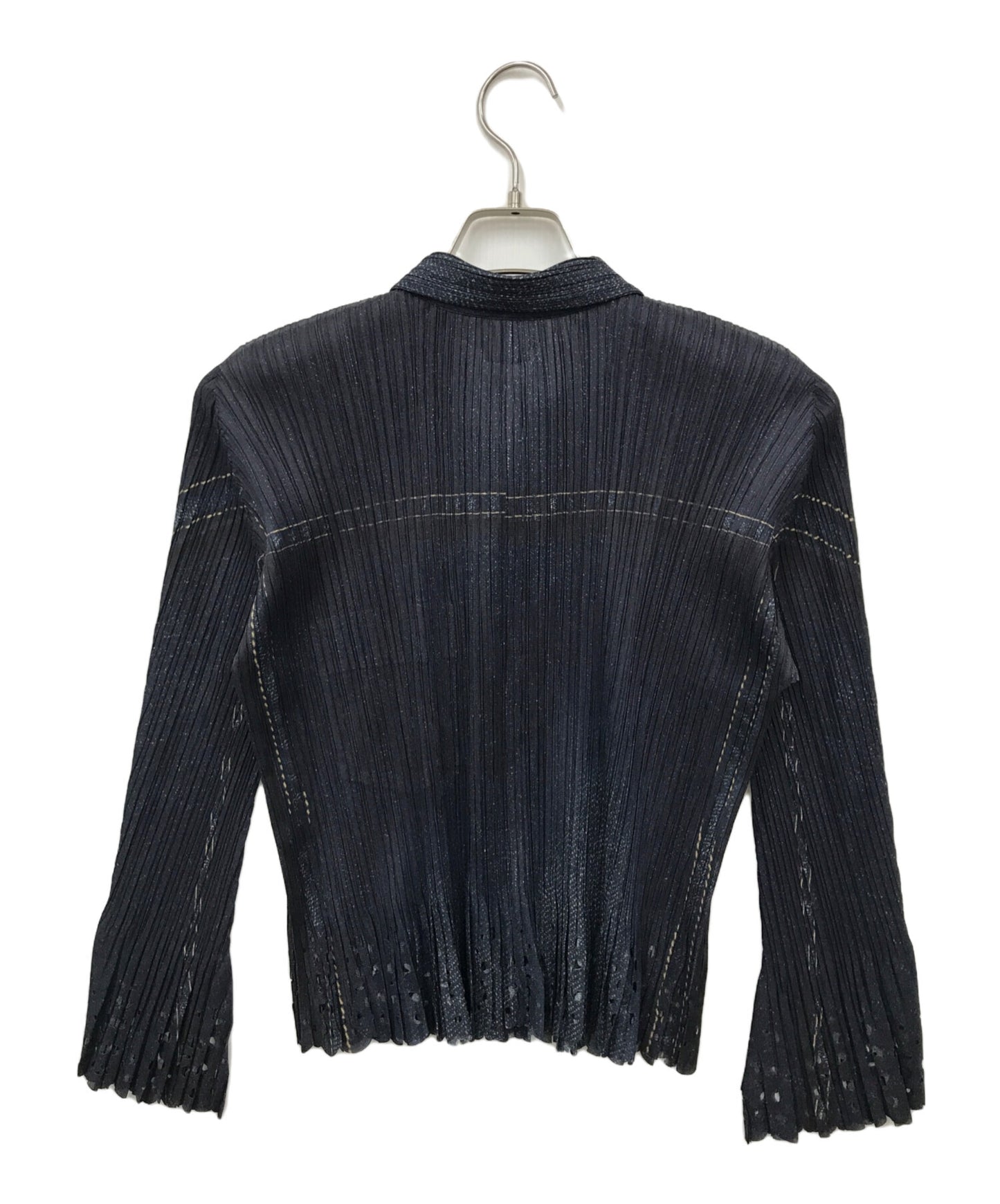 [Pre-owned] PLEATS PLEASE Denim Transfer Pleated Shirt PP31-JJ703