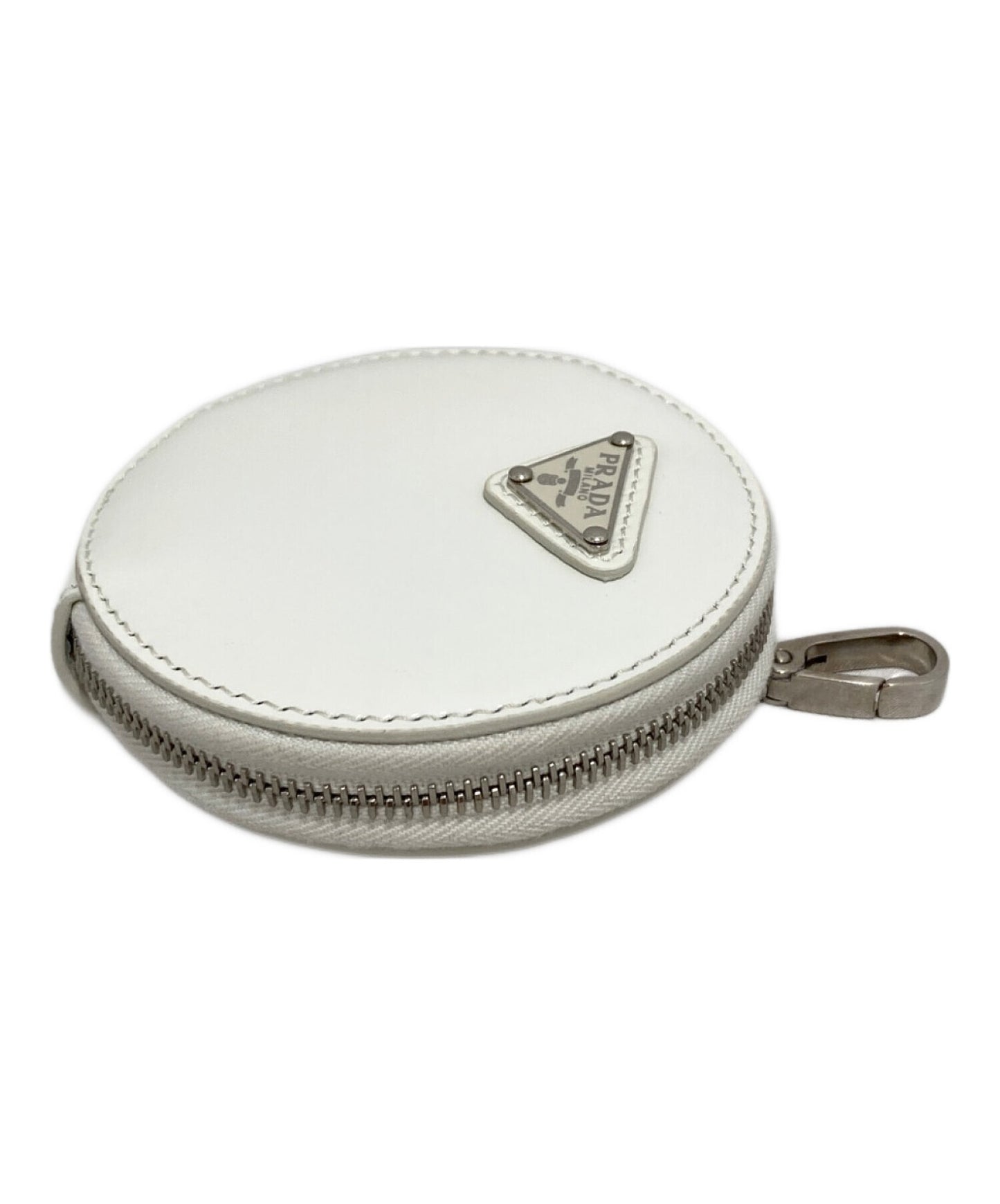 [Pre-owned] PRADA Brushed leather round mini pouch 1TL431