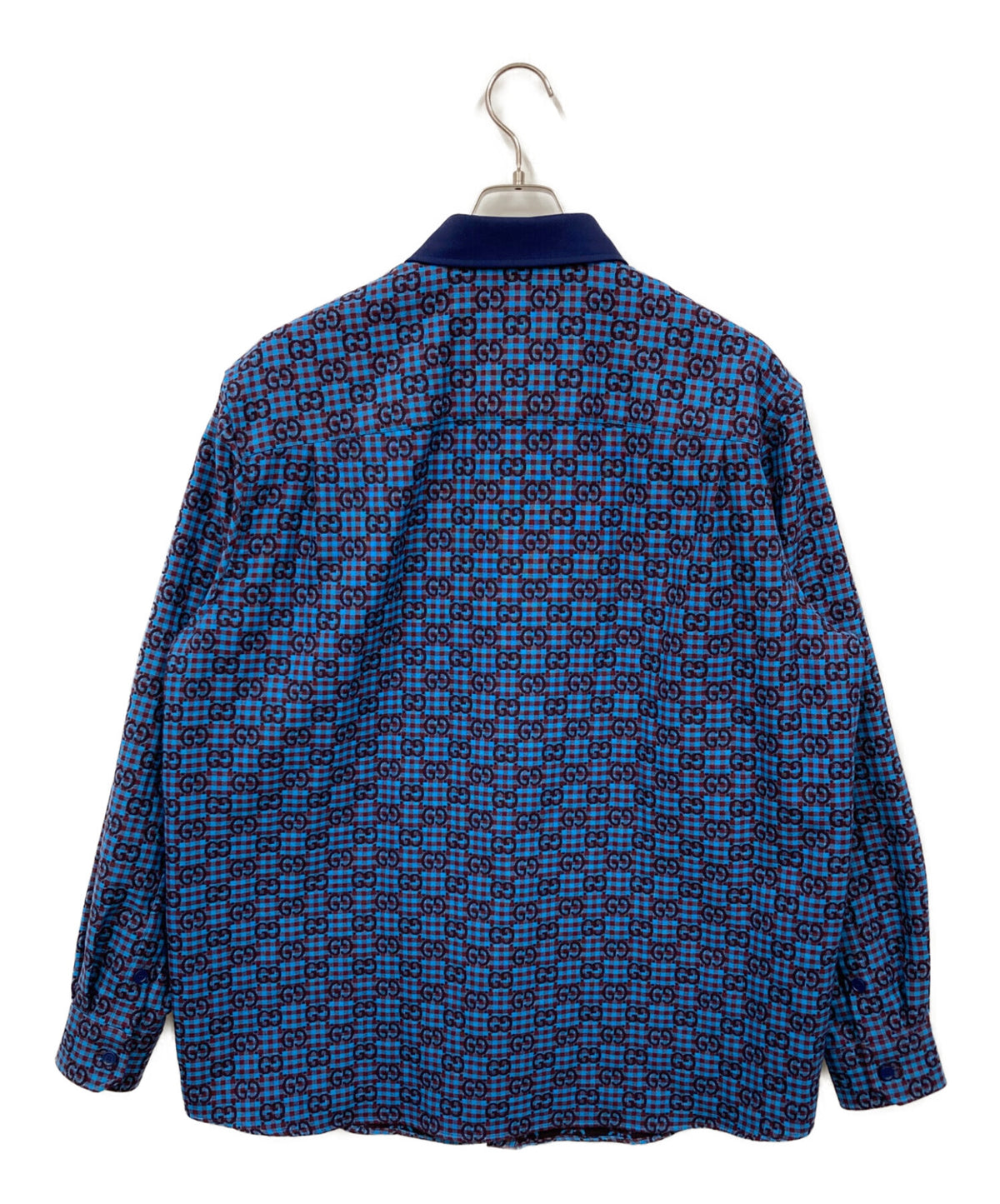 [Pre-owned] GUCCI Gingham Check Cotton-Wool Jacquard Shirt 814715 ZASIZ