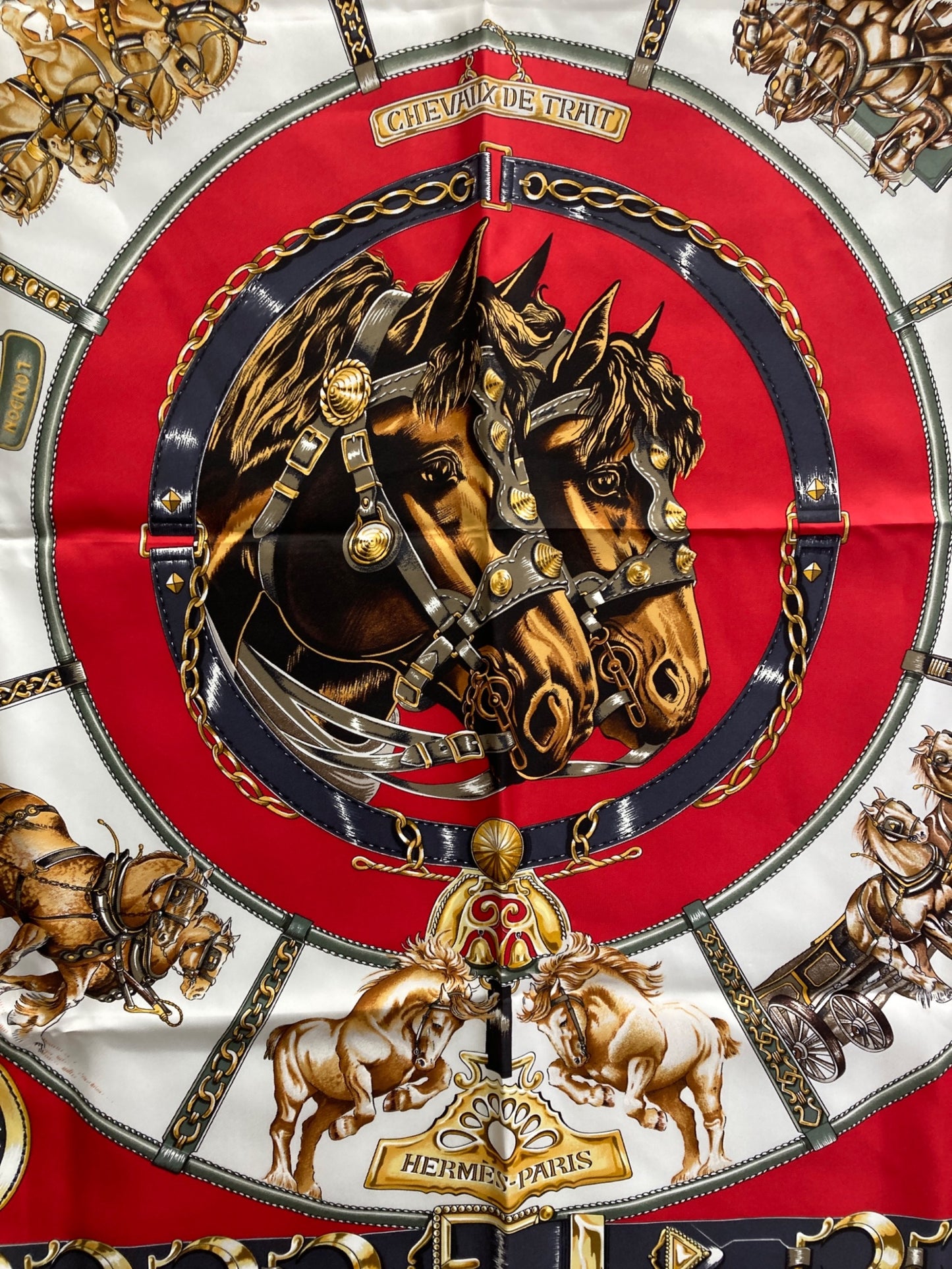 [Pre-owned] HERMES CHEVAUX DETRAIT Draft horse/Calais 90